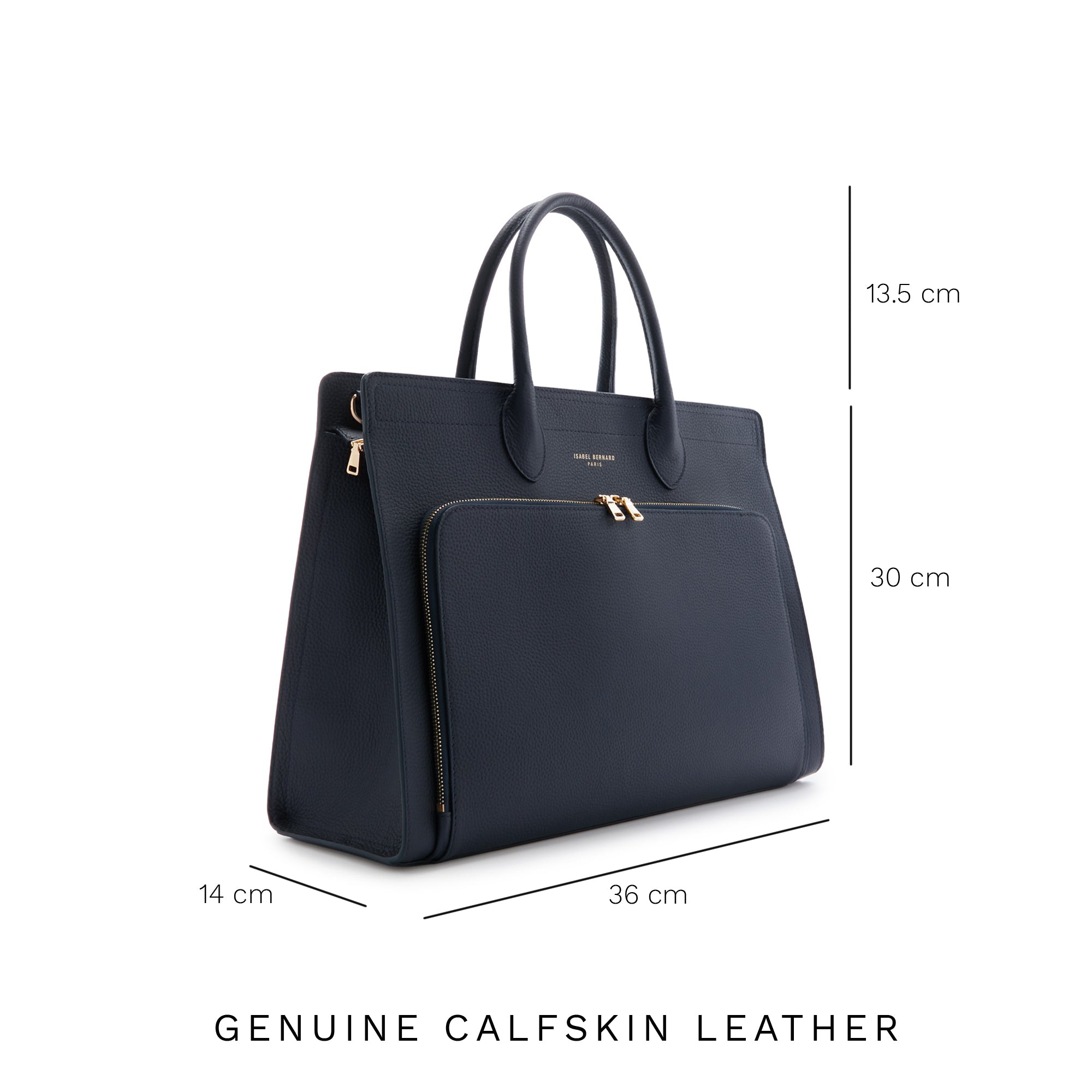Honoré Nadine blue calfskin leather handbag with 16.4 inch laptop pocket