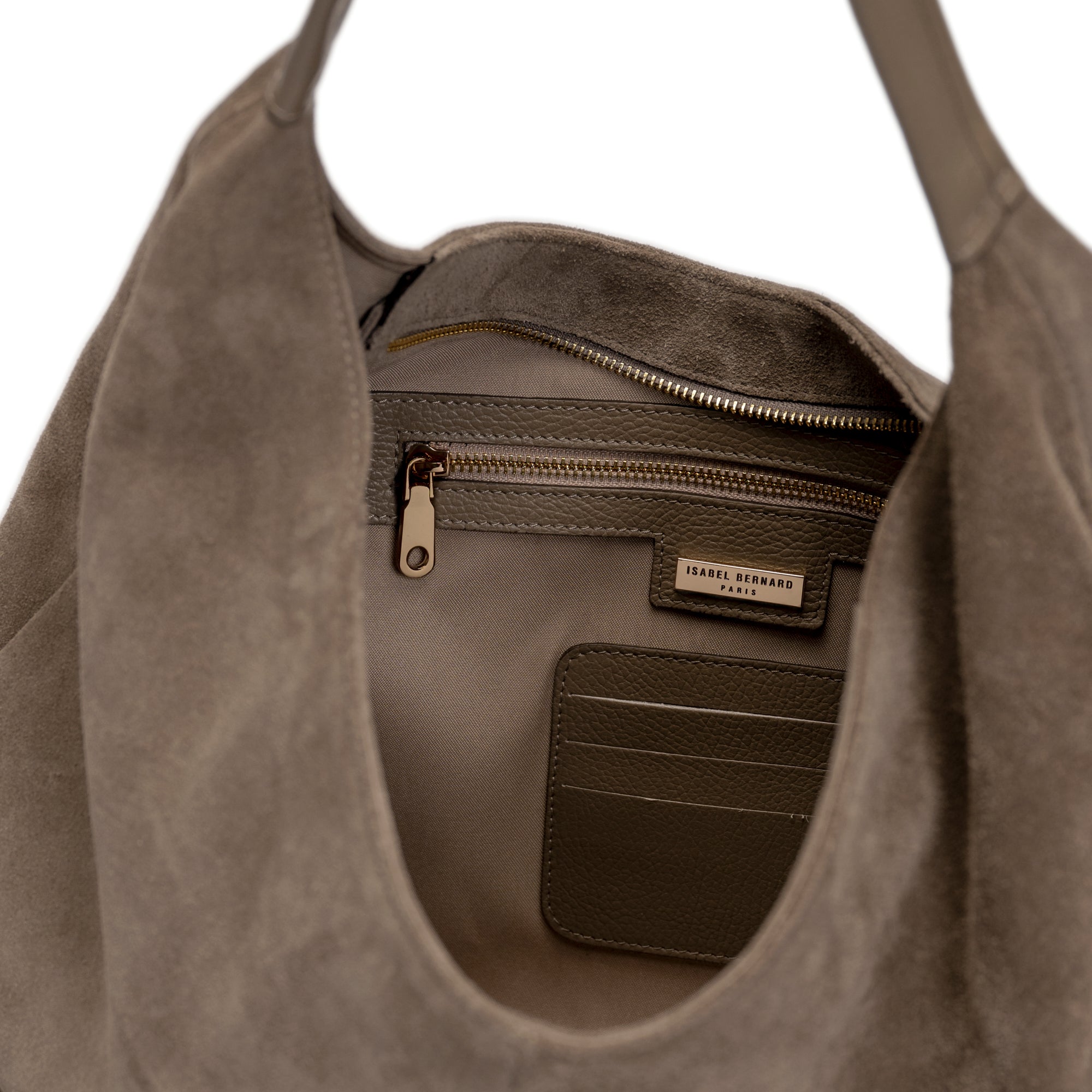 Honoré Grace taupe suede shoulder bag