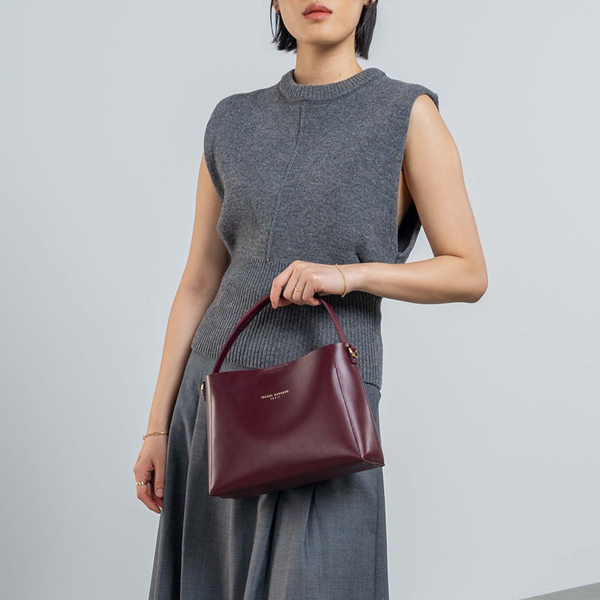 Montmartre Béatrice Midi bordeaux vegetable tanned leather handbag