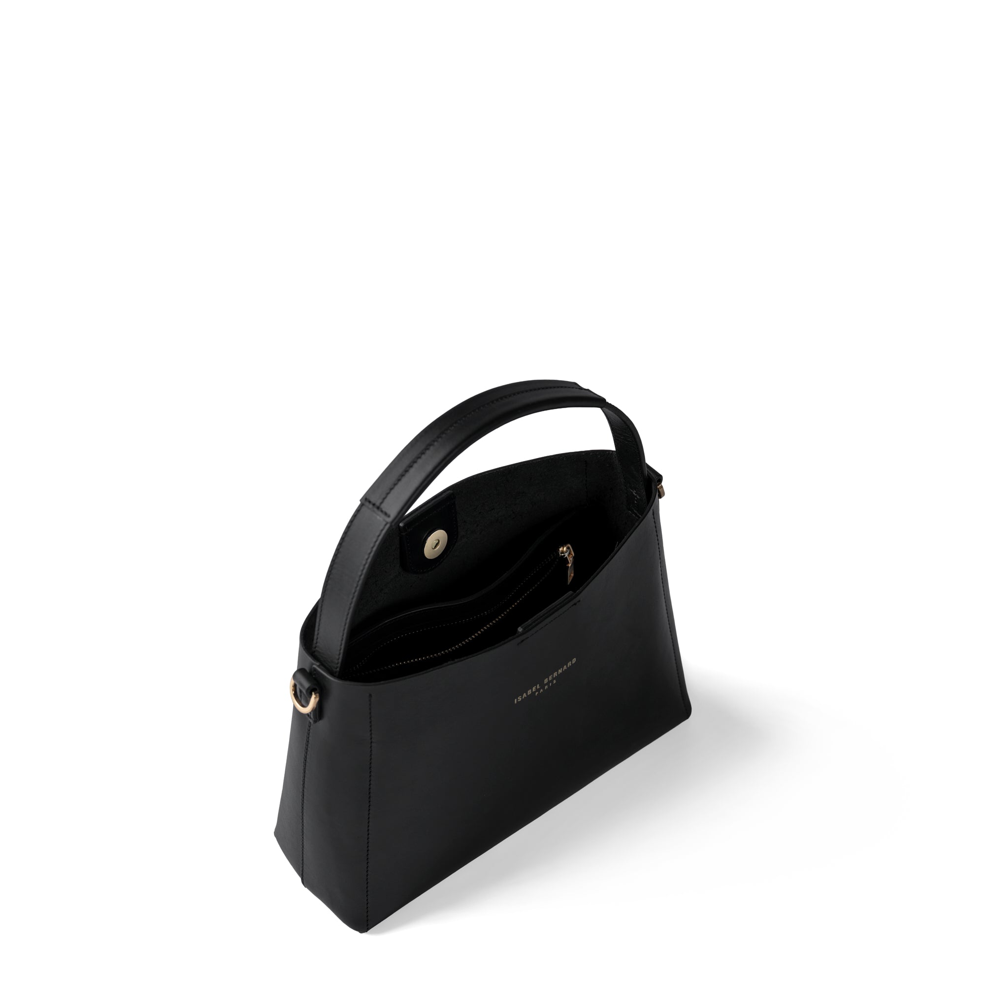 Montmartre Béatrice Midi black vegetable tanned leather handbag