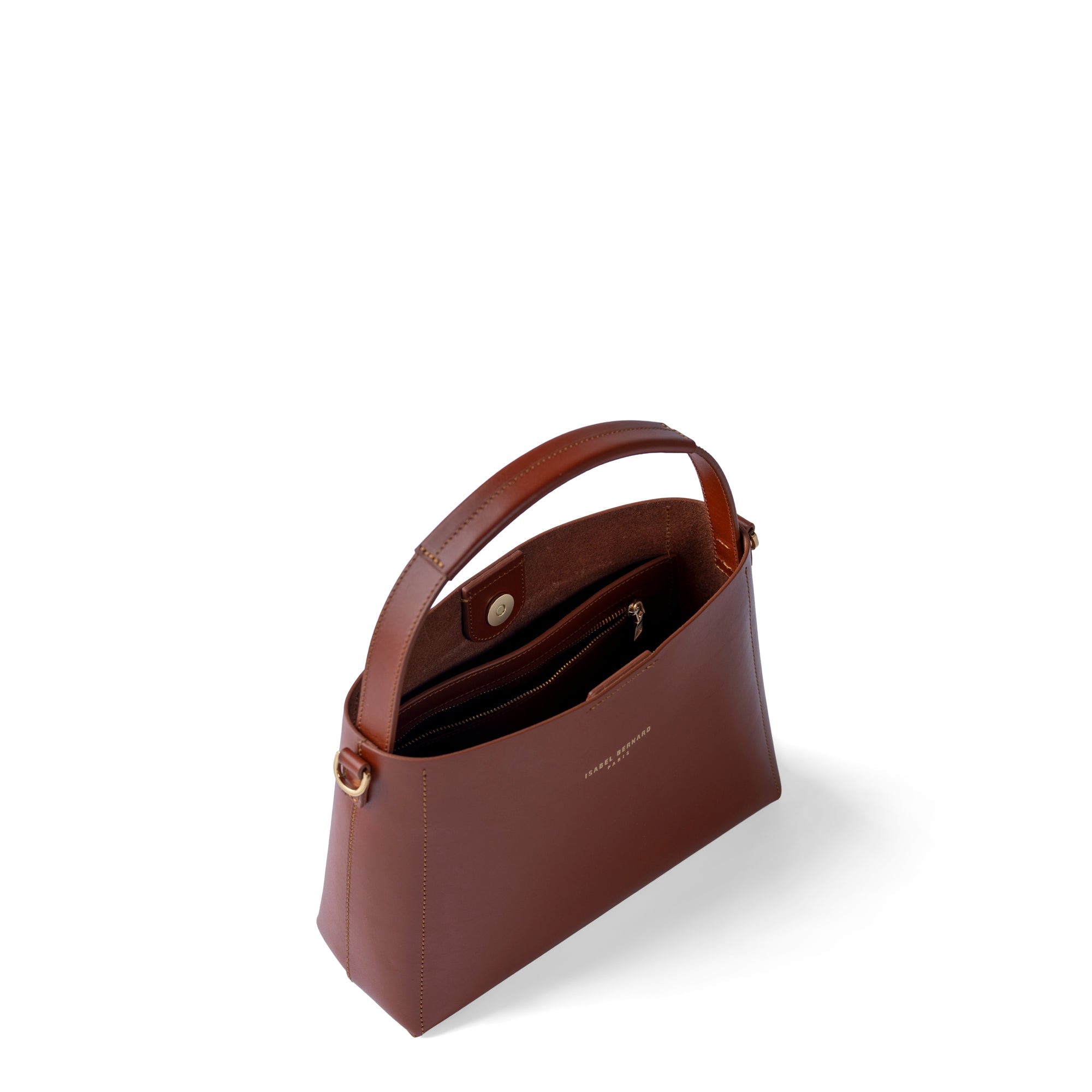 Montmartre Béatrice Midi cognac vegetable tanned leather handbag