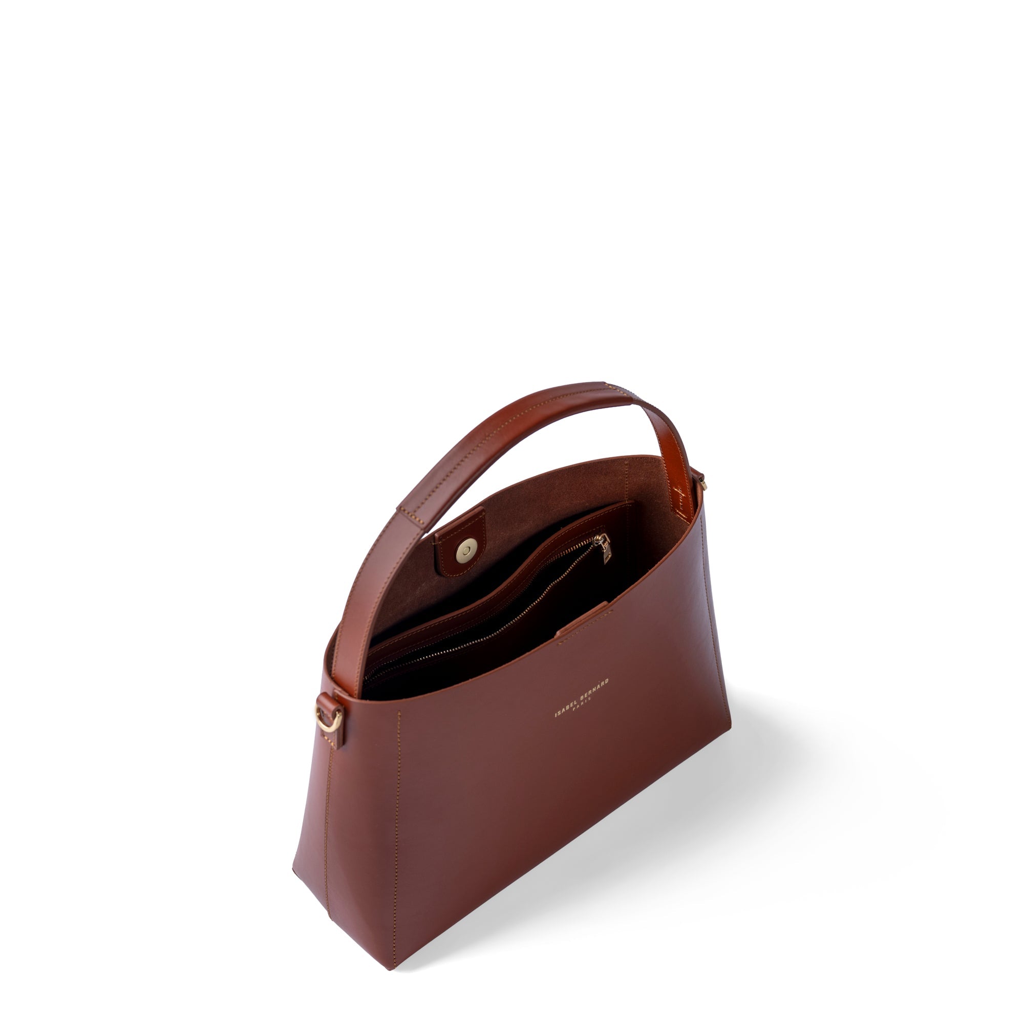 Montmartre Béatrice cognac vegetable tanned leather handbag