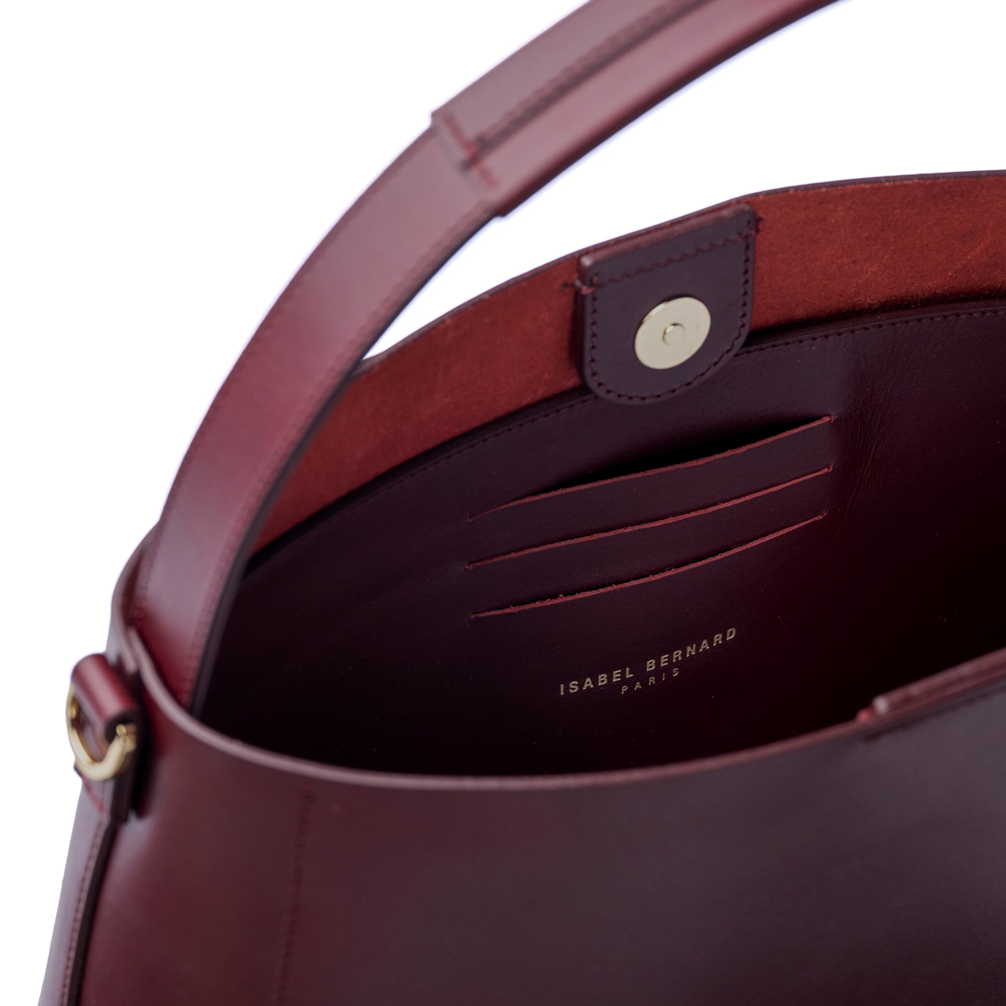 Montmartre Béatrice bordeaux vegetable tanned leather handbag