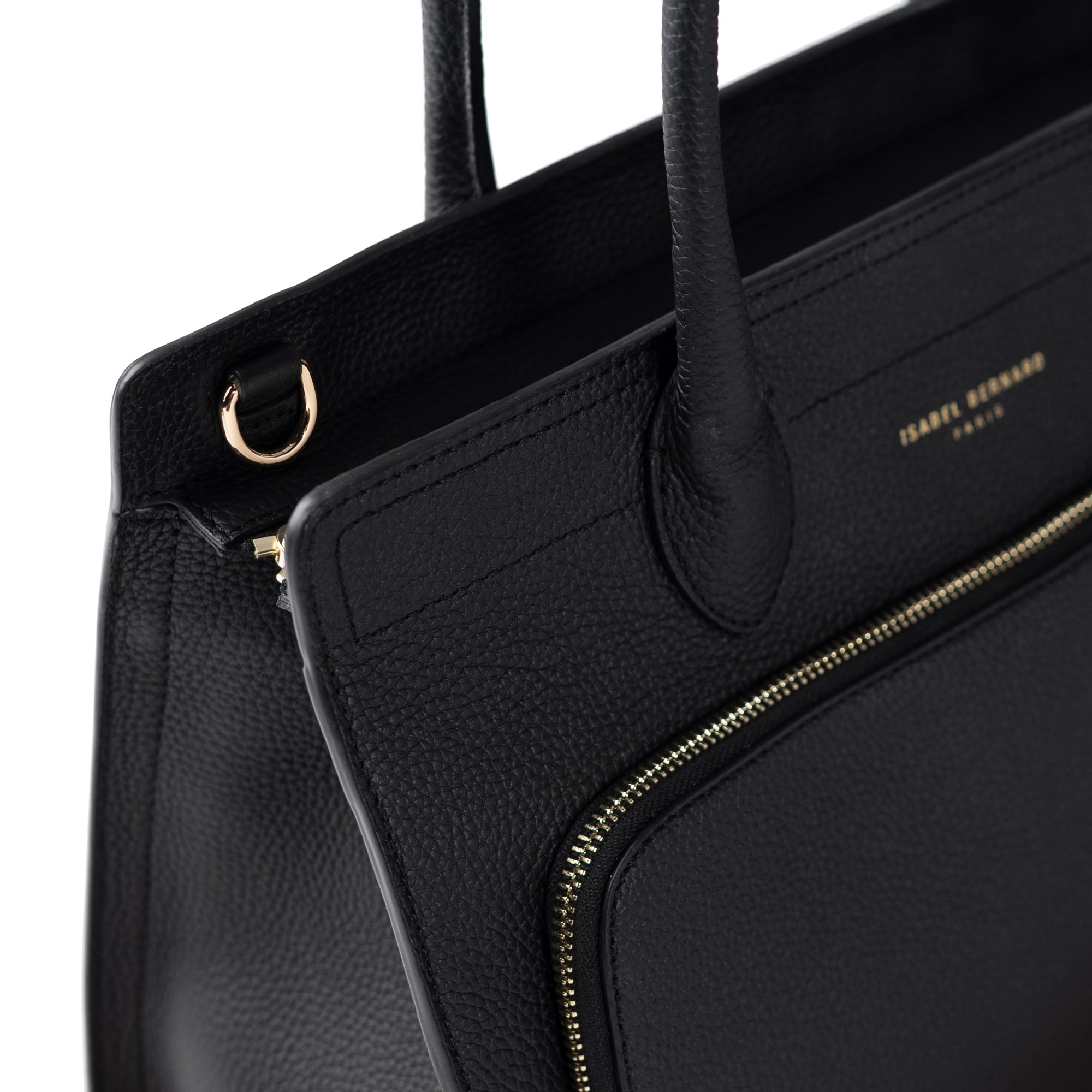 Honoré Nadine black calfskin leather handbag with 13 inch laptop pocket