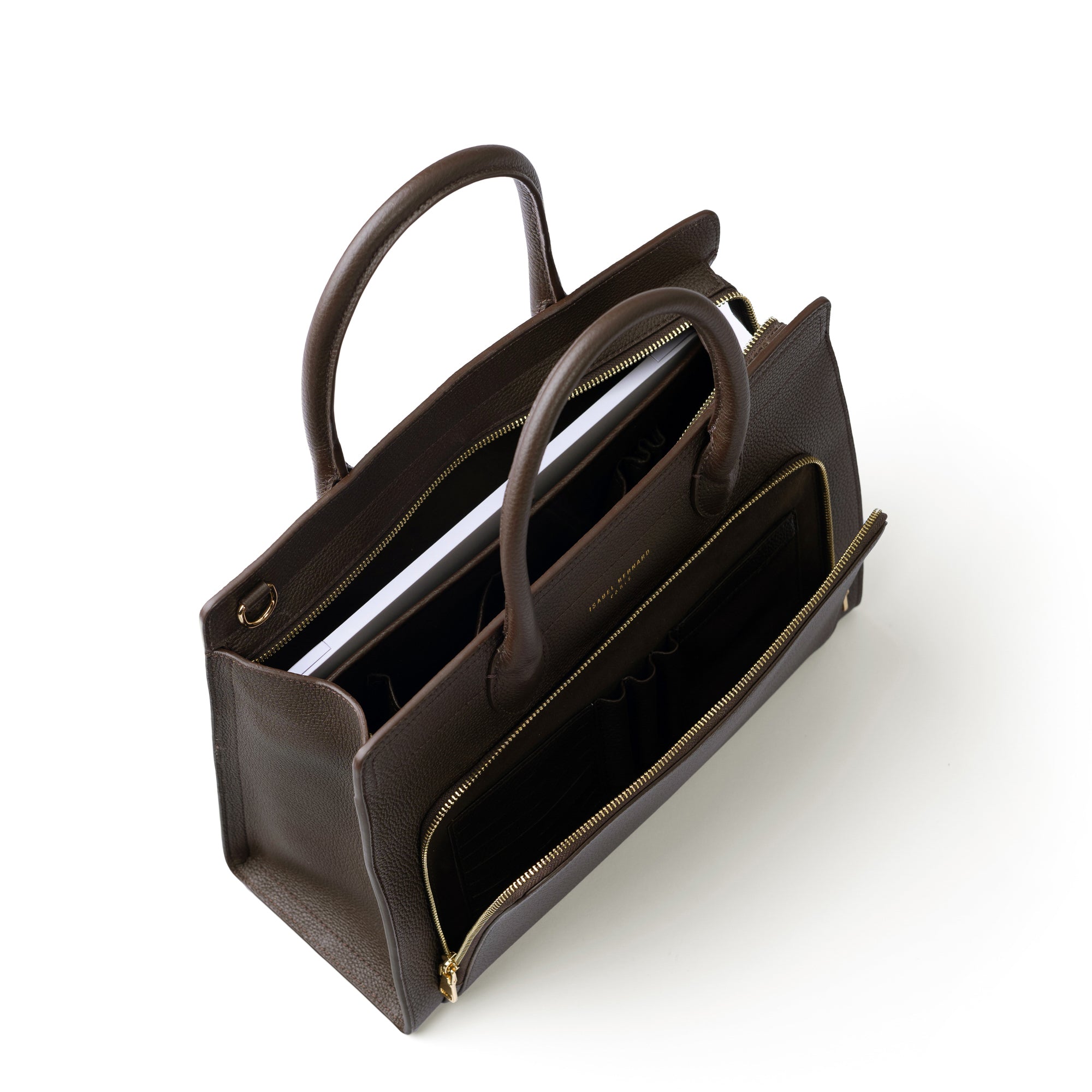 Honoré Nadine brown calfskin leather handbag with 13 inch laptop pocket