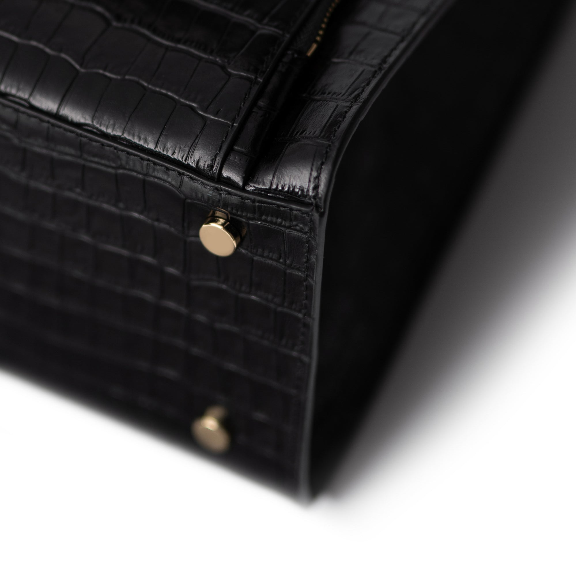 Honoré Nadine croco black leather handbag with 13 inch laptop pocket