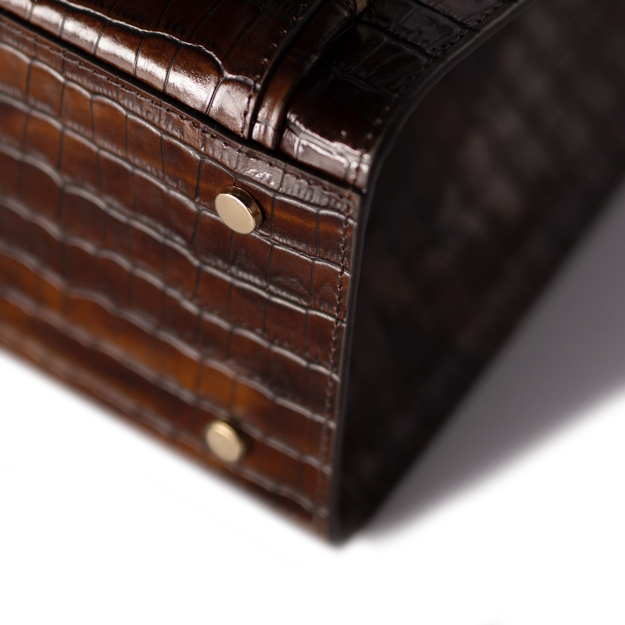 Honoré Nadine croco brown leather handbag with 13 inch laptop pocket