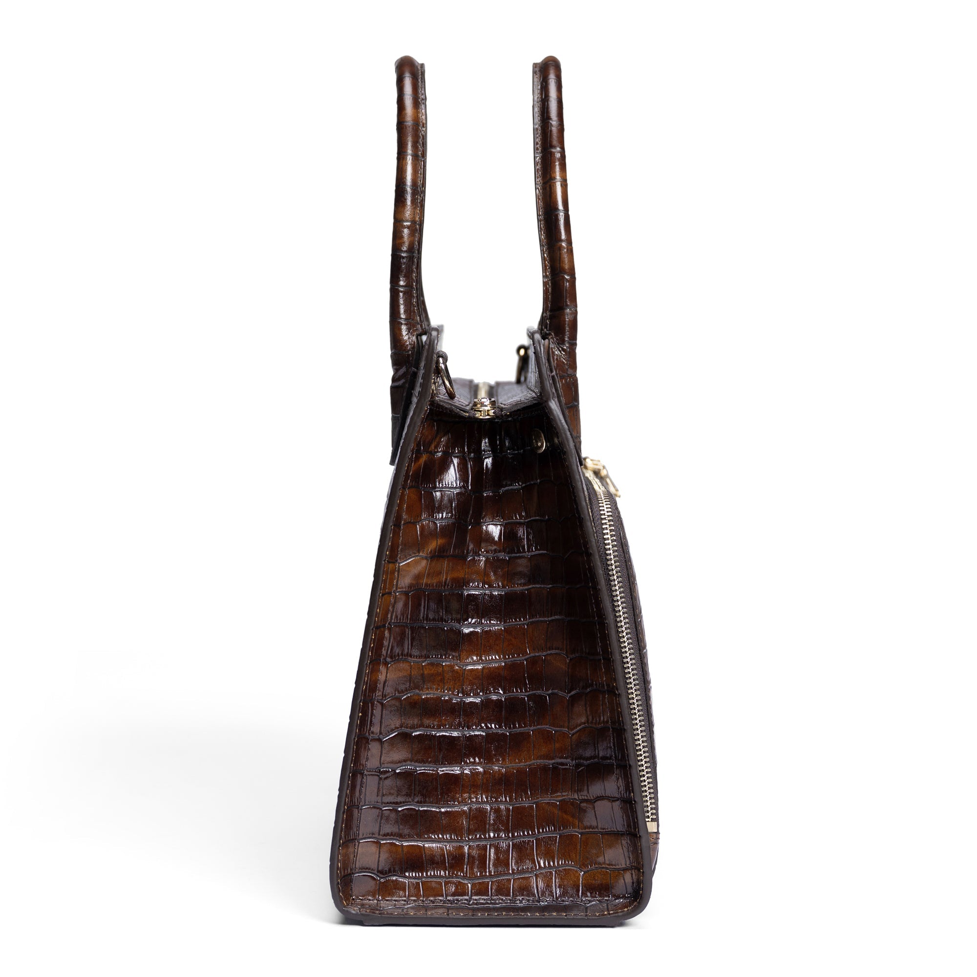 Honoré Nadine croco brown leather handbag with 13 inch laptop pocket