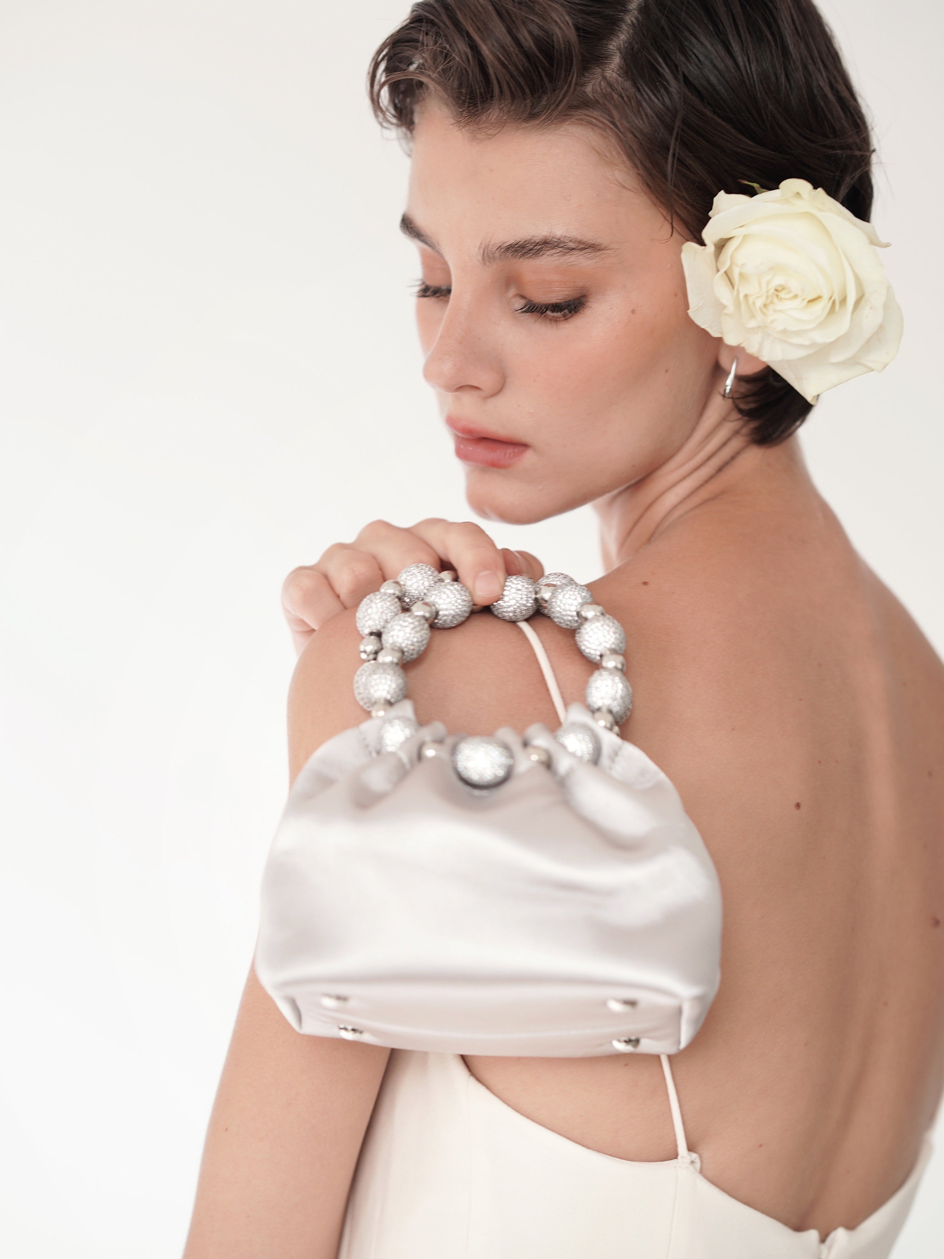 Mini Silver Diamond Handbag