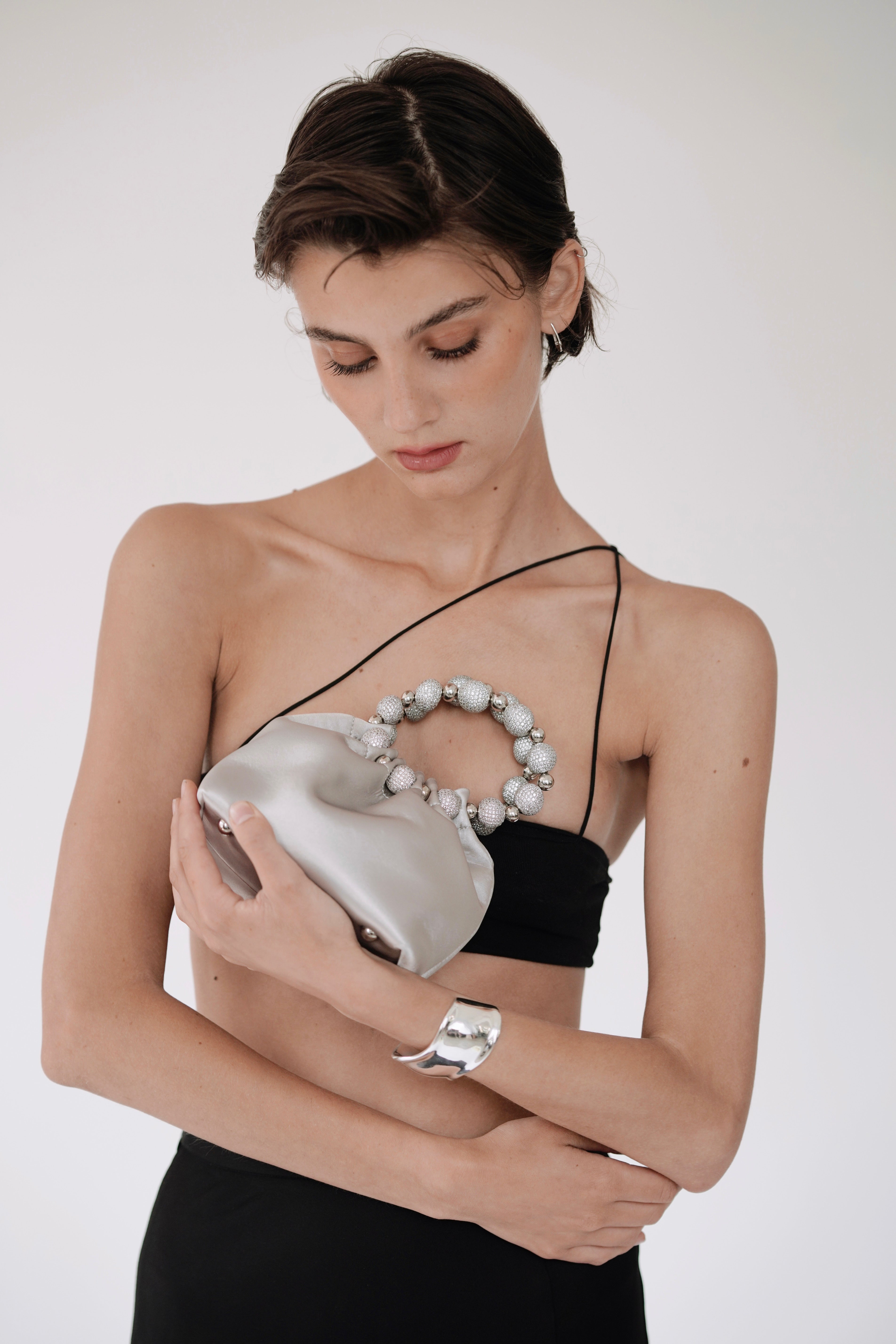 Mini Silver Diamond Handbag