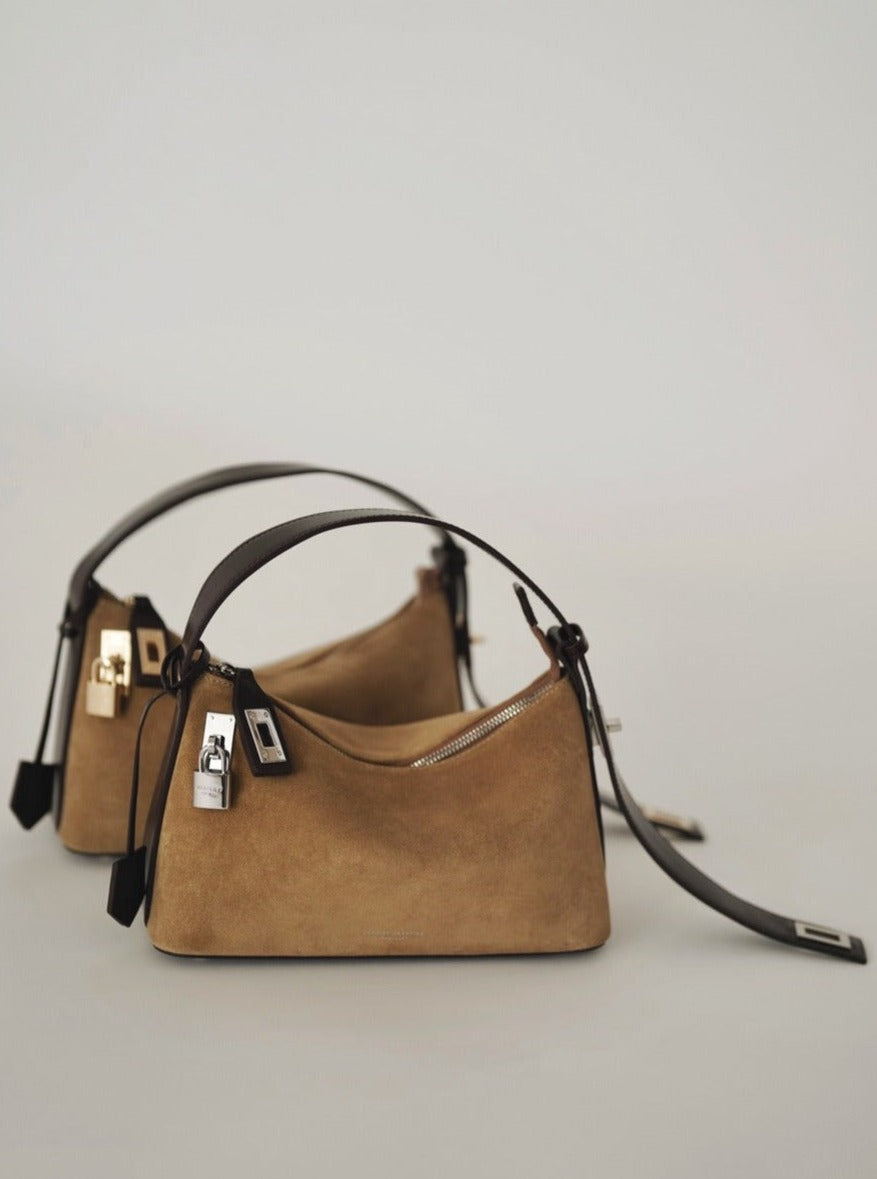 Silver Suede Hobo Bag