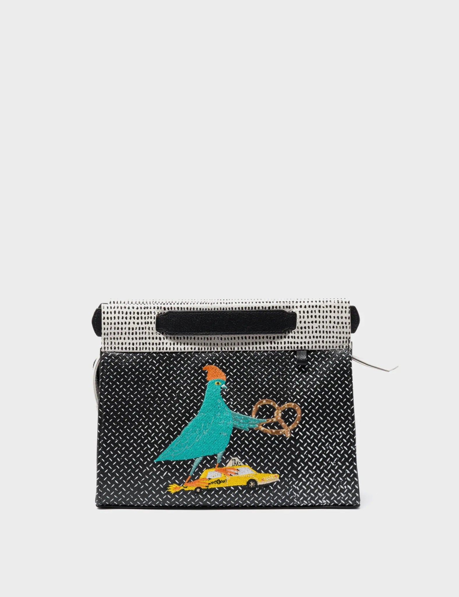 Vali Small Crossbody Cream and Black Leather Bag - Pigeonista Design