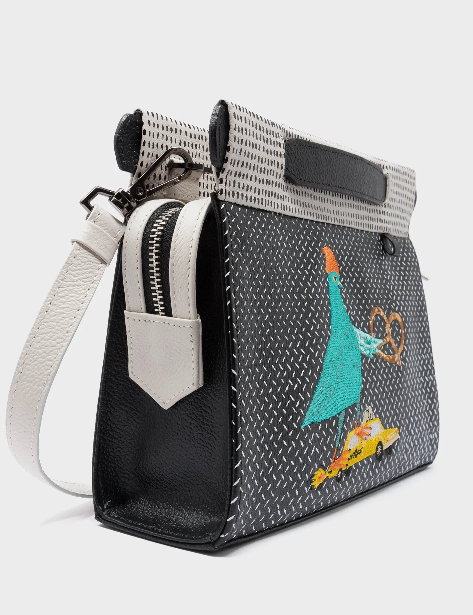 Vali Small Crossbody Cream and Black Leather Bag - Pigeonista Design
