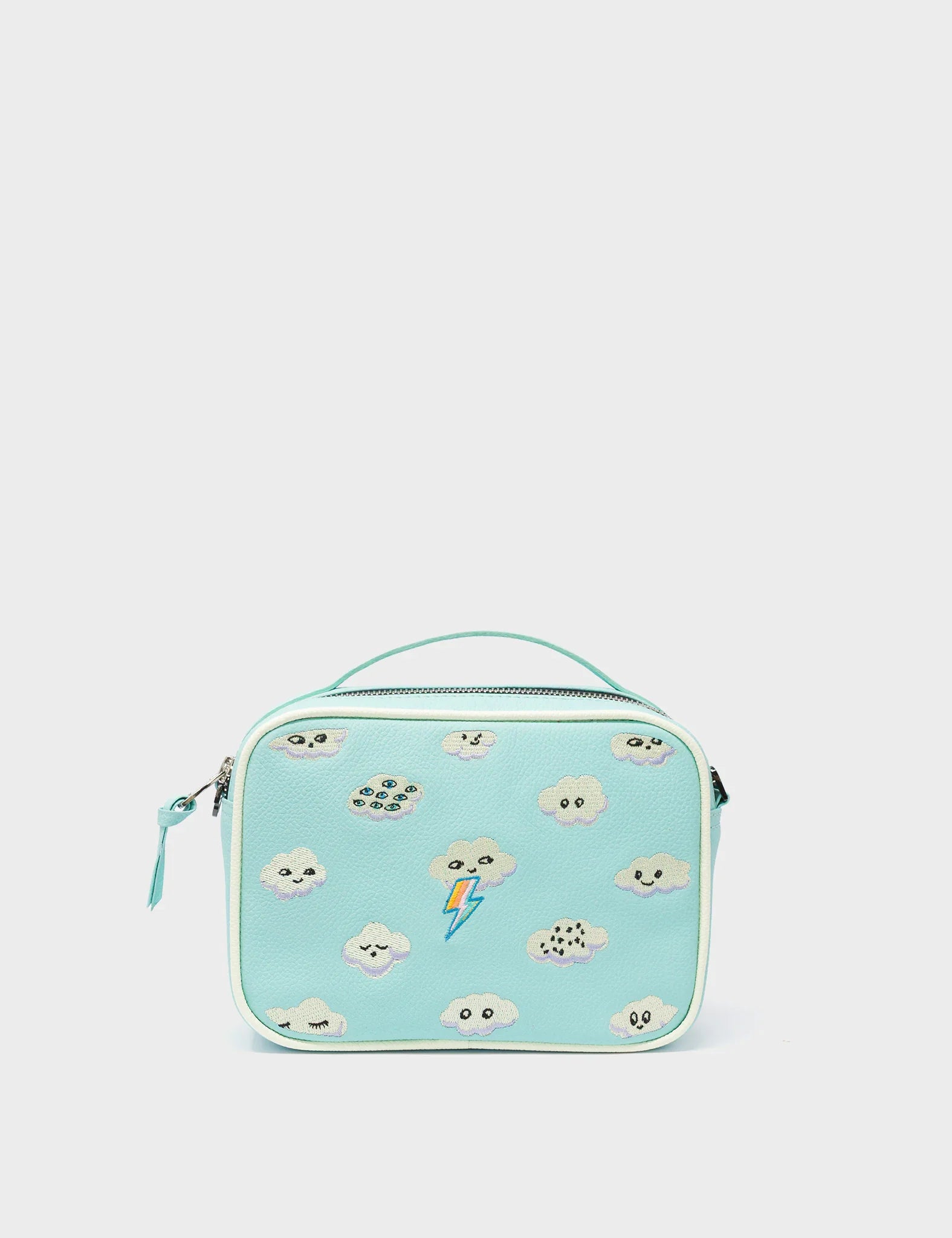 Verto Water Ballet Blue Leather Crossbody Bag - Happy Clouds Design