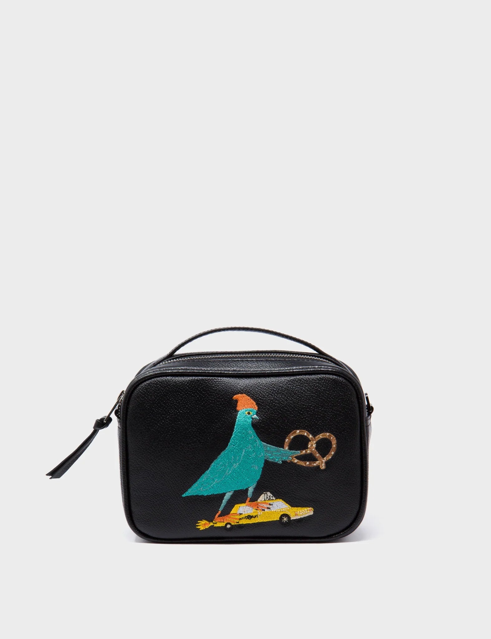 Verto Black Leather Crossbody Bag - Pigeonista Embroidery