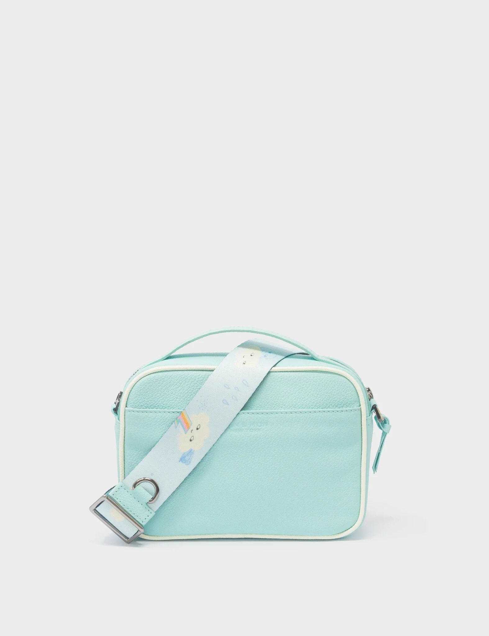 Verto Water Ballet Blue Leather Crossbody Bag - Happy Clouds Design