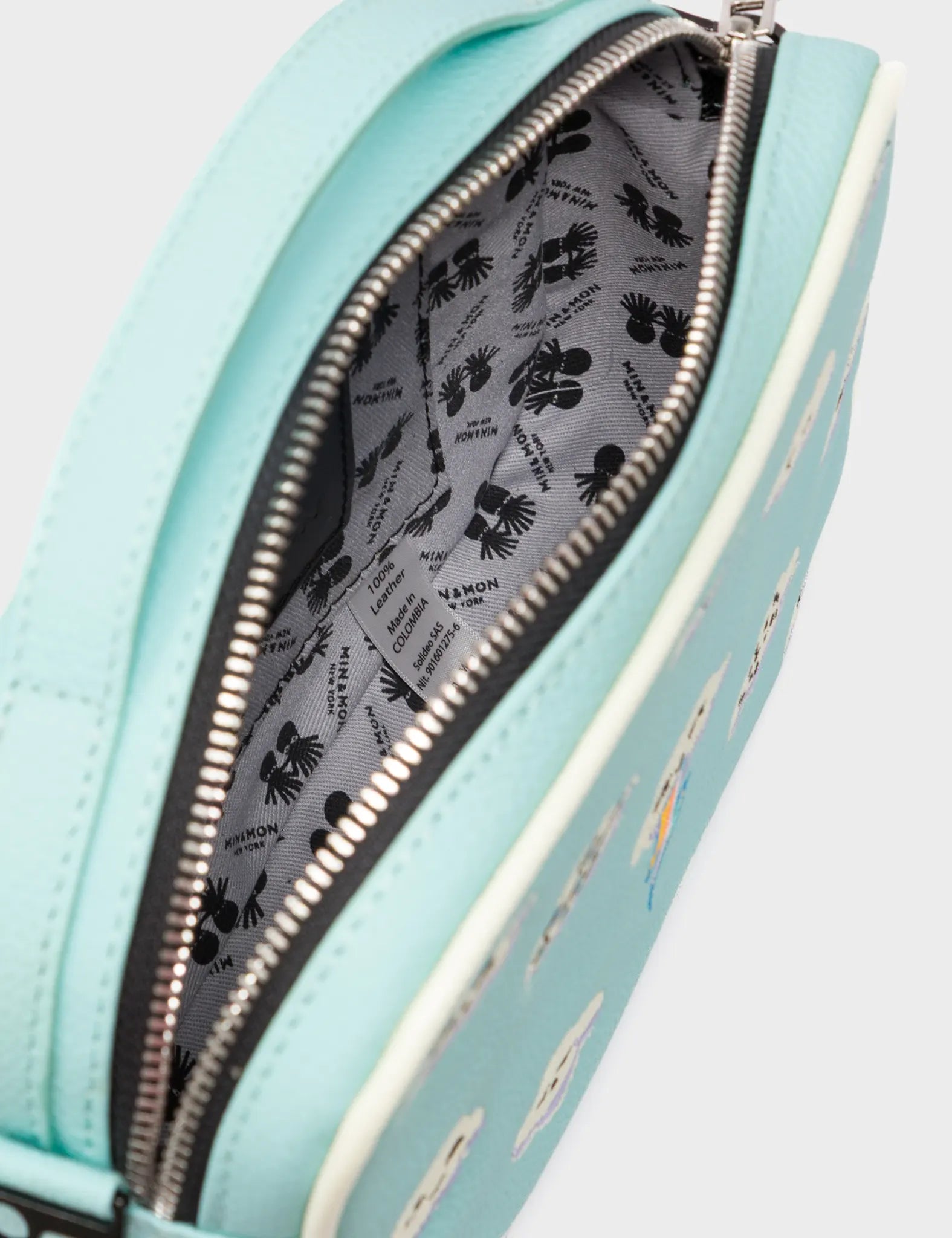 Verto Water Ballet Blue Leather Crossbody Bag - Happy Clouds Design