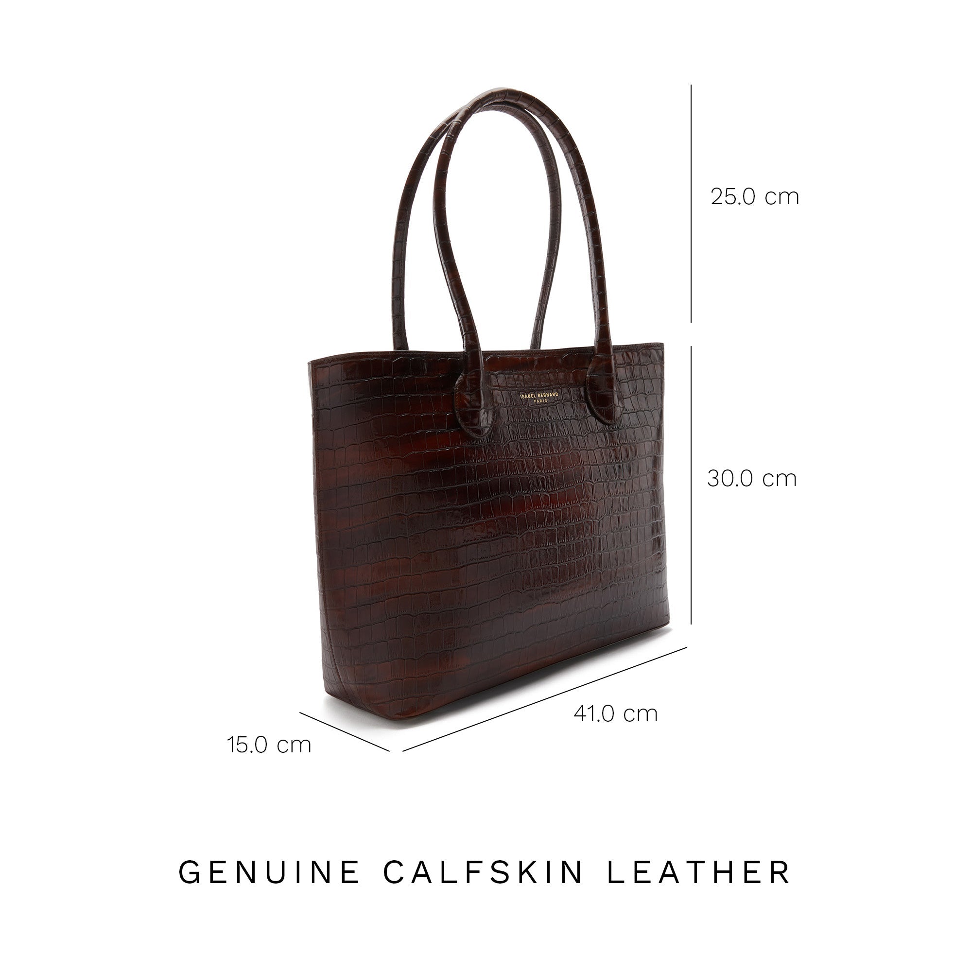 Honoré Lysanne croco brown calfskin leather shopper