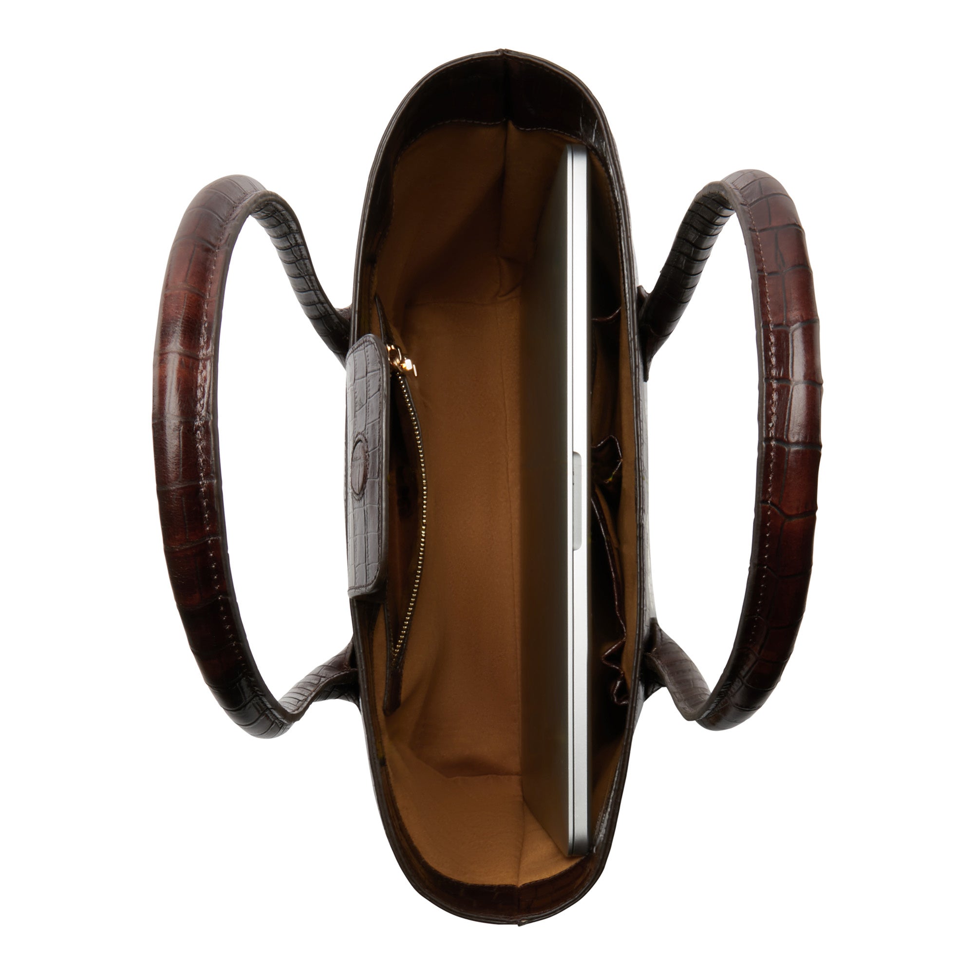 Honoré Lysanne croco brown calfskin leather shopper