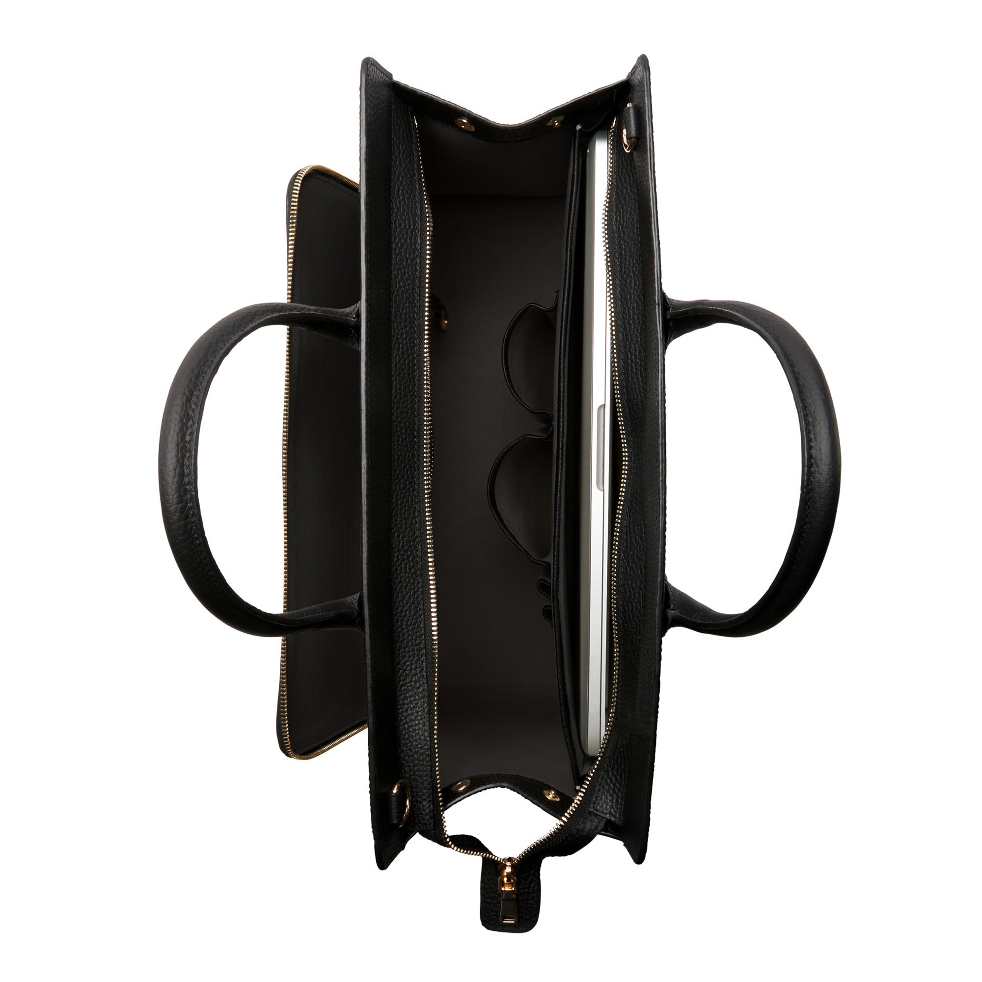 Honoré Nadine black calfskin leather handbag with 16.4 inch laptop pocket