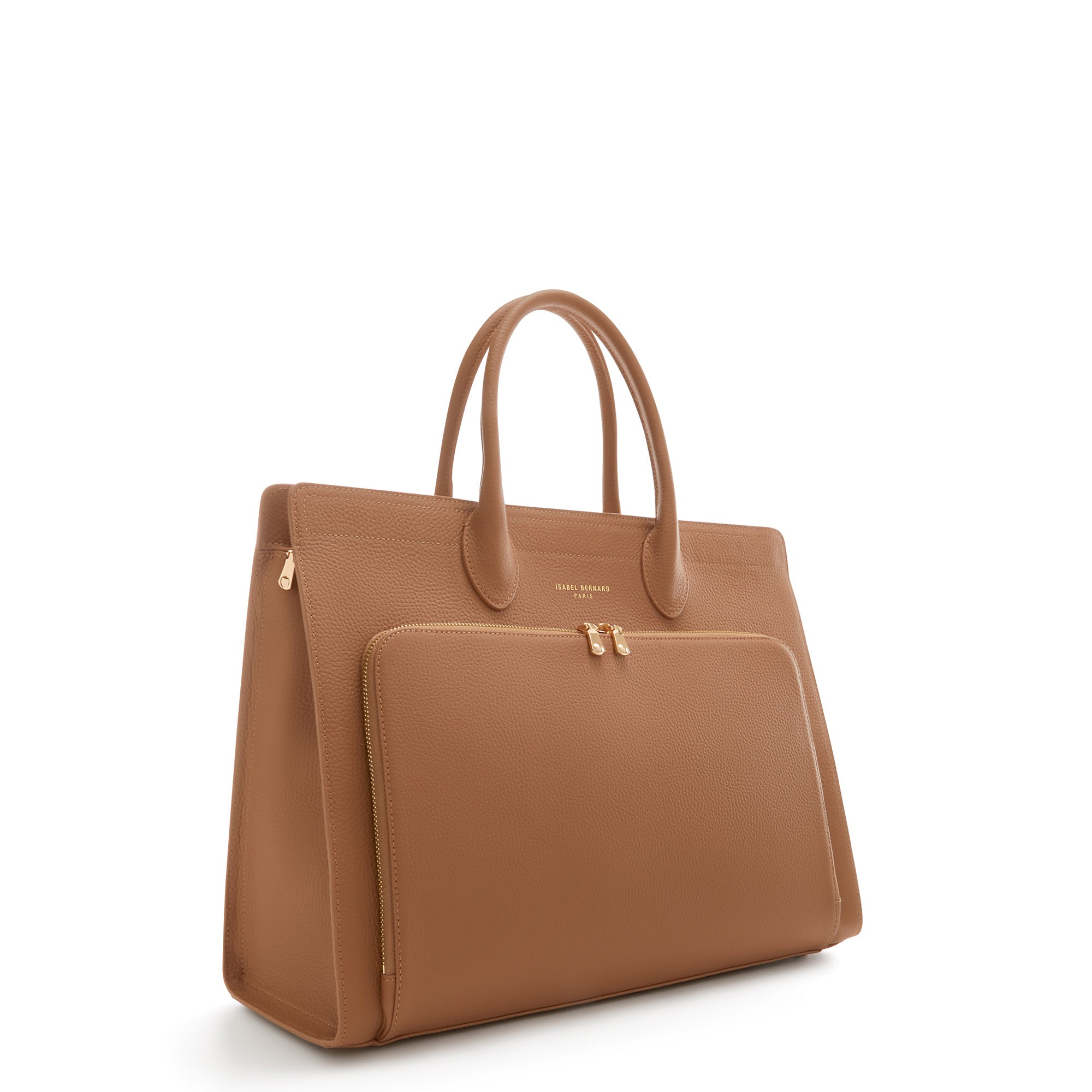 Honoré Nadine camel calfskin leather handbag with 16.4 inch laptop pocket