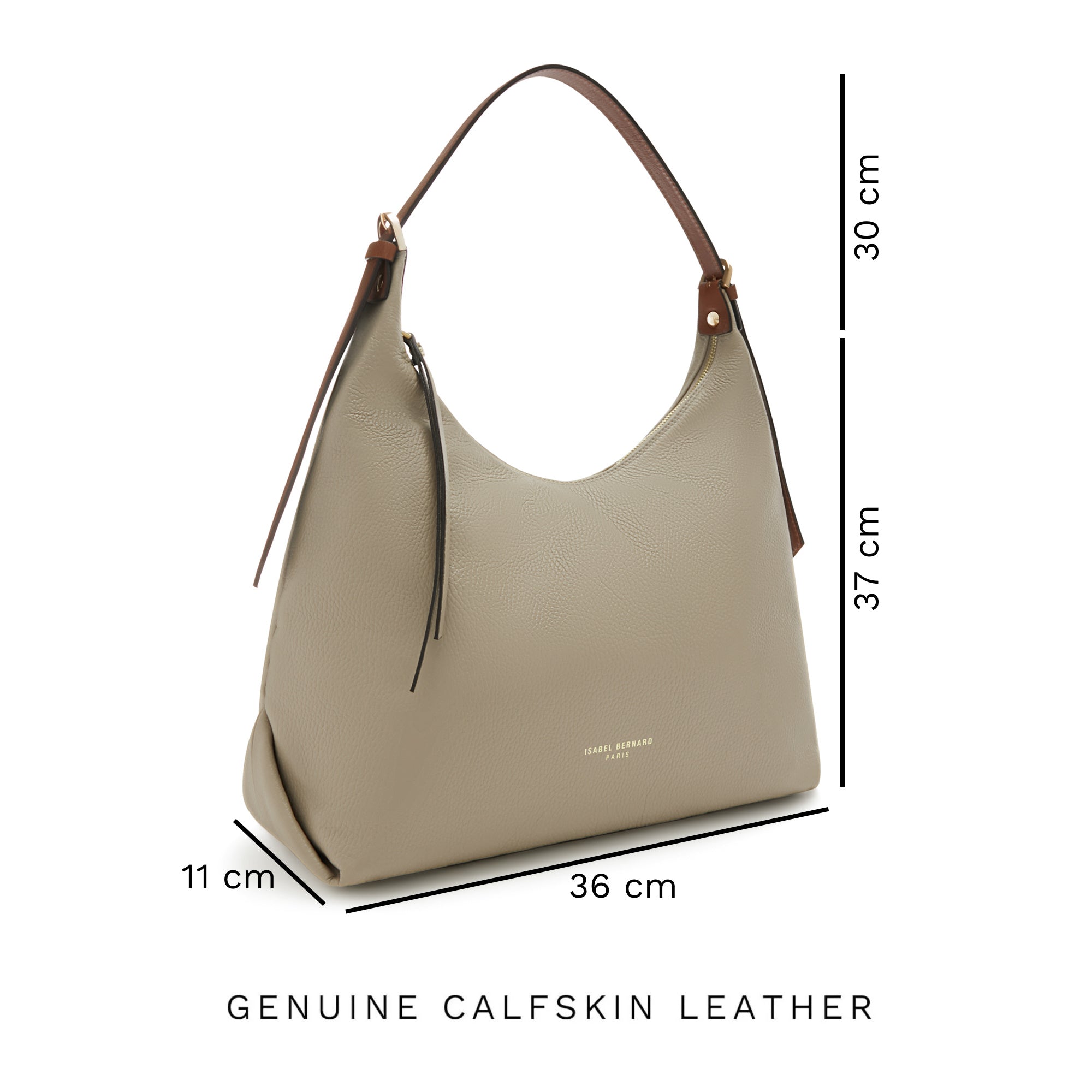 Honoré Muriel taupe calfskin leather shoulder bag