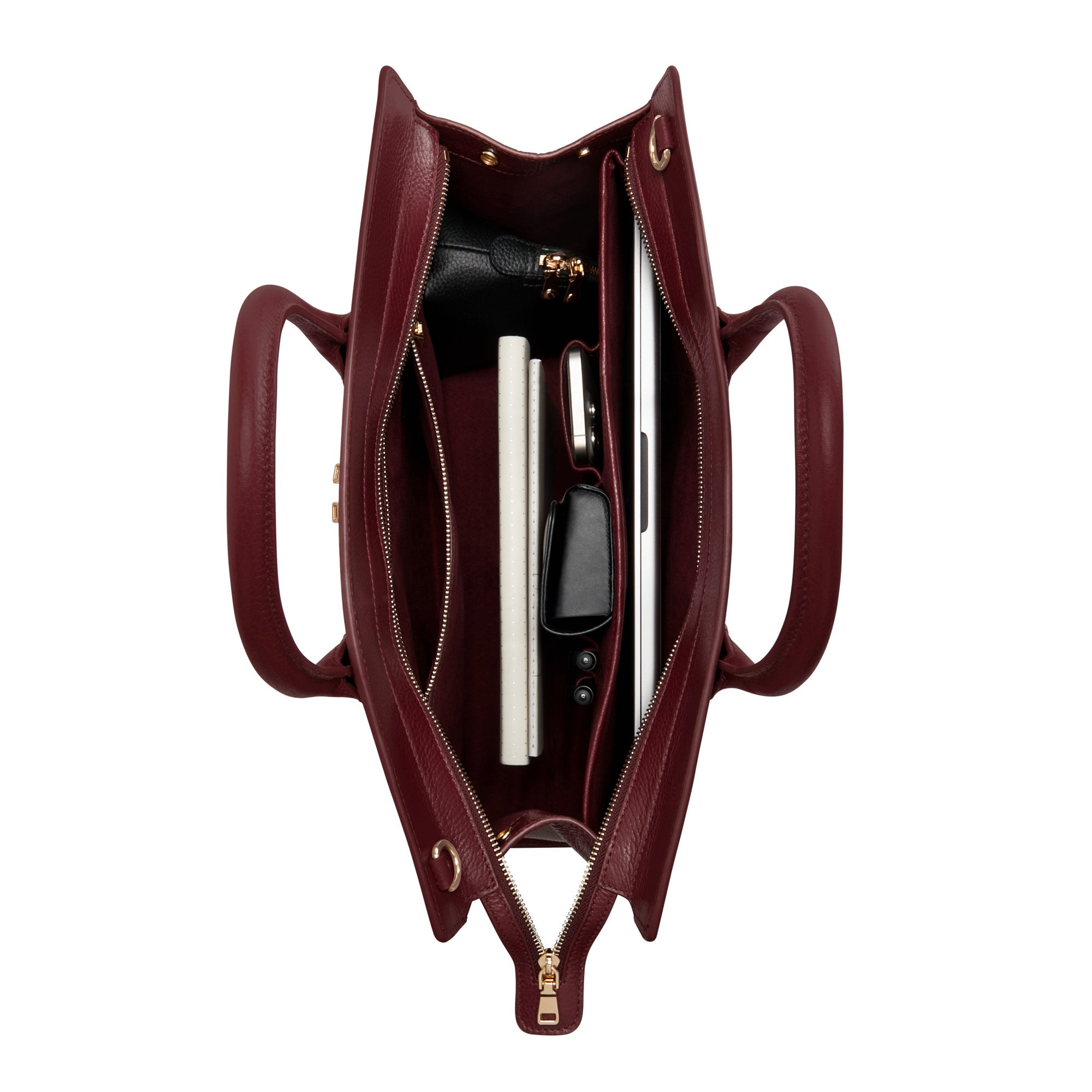 Honoré Nadine red calfskin leather handbag with 16.4 inch laptop pocket