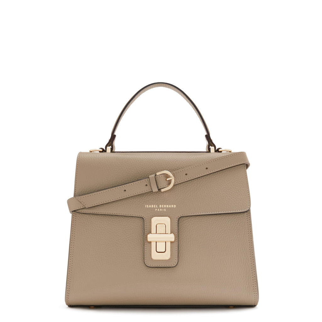 Femme Forte Simone Midi taupe leather handbag calfskin leather