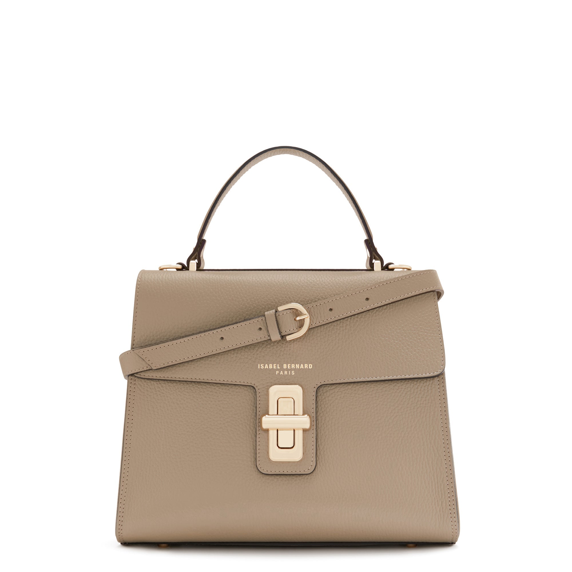 Femme Forte Simone Midi taupe leather handbag calfskin leather