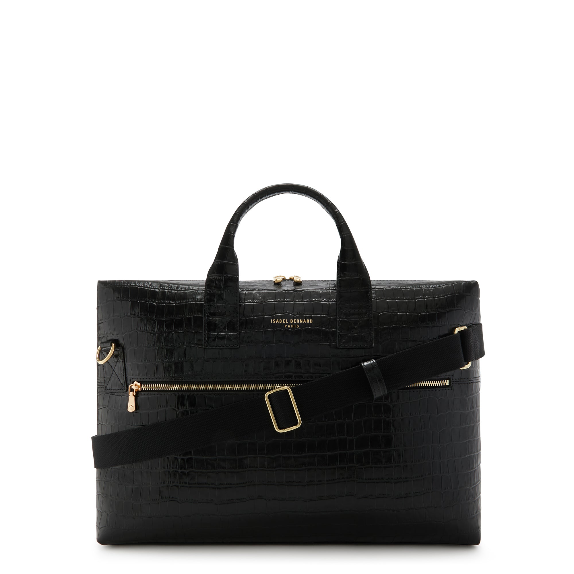 Honoré Anique croco black leather handbag with 16.4 inch laptop pocket