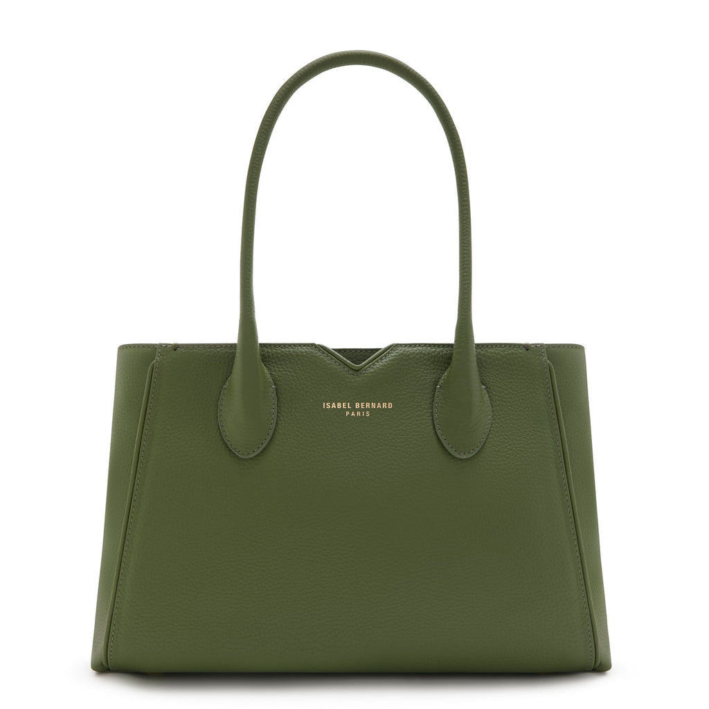 Cadeau d'Isabel green calfskin leather handbag and wallet set