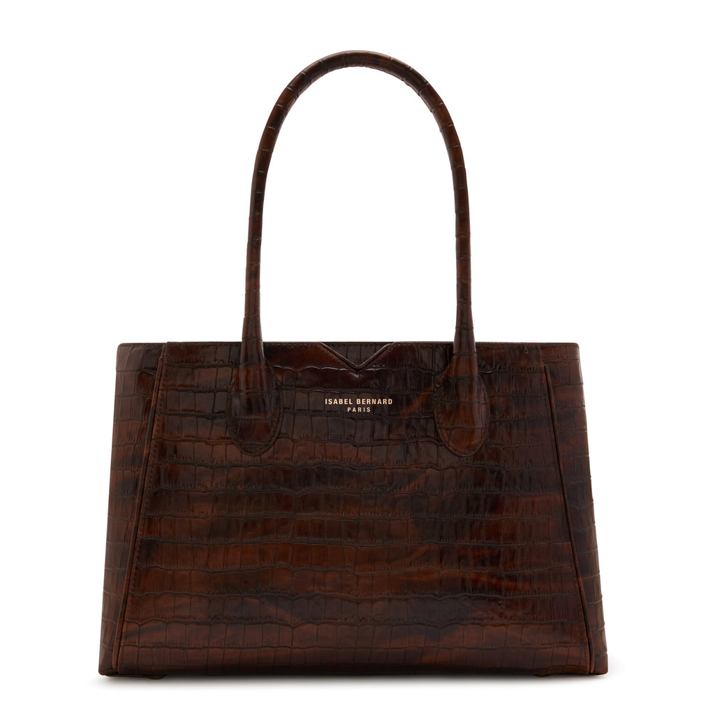 Cadeau d'Isabel croco brown calfskin leather handbag and wallet set