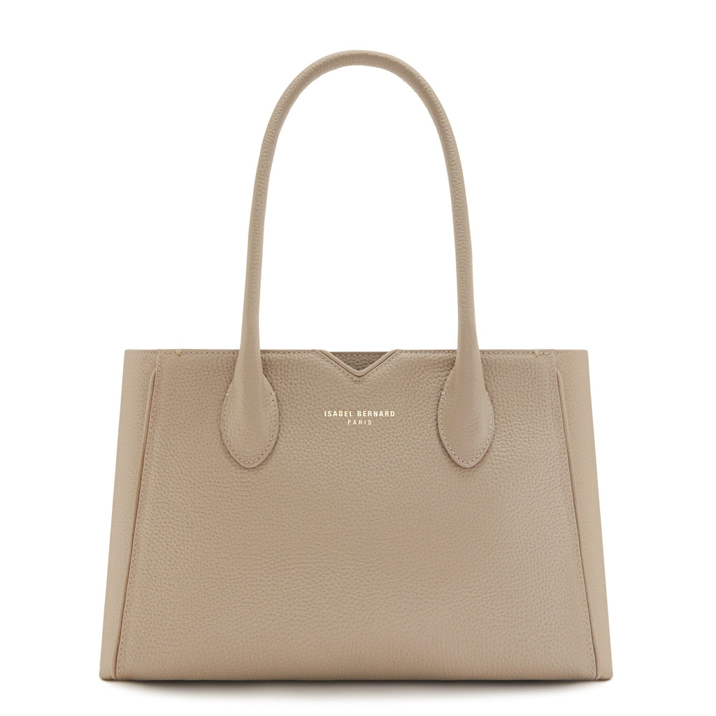 Cadeau d'Isabel taupe calfskin leather handbag and wallet set