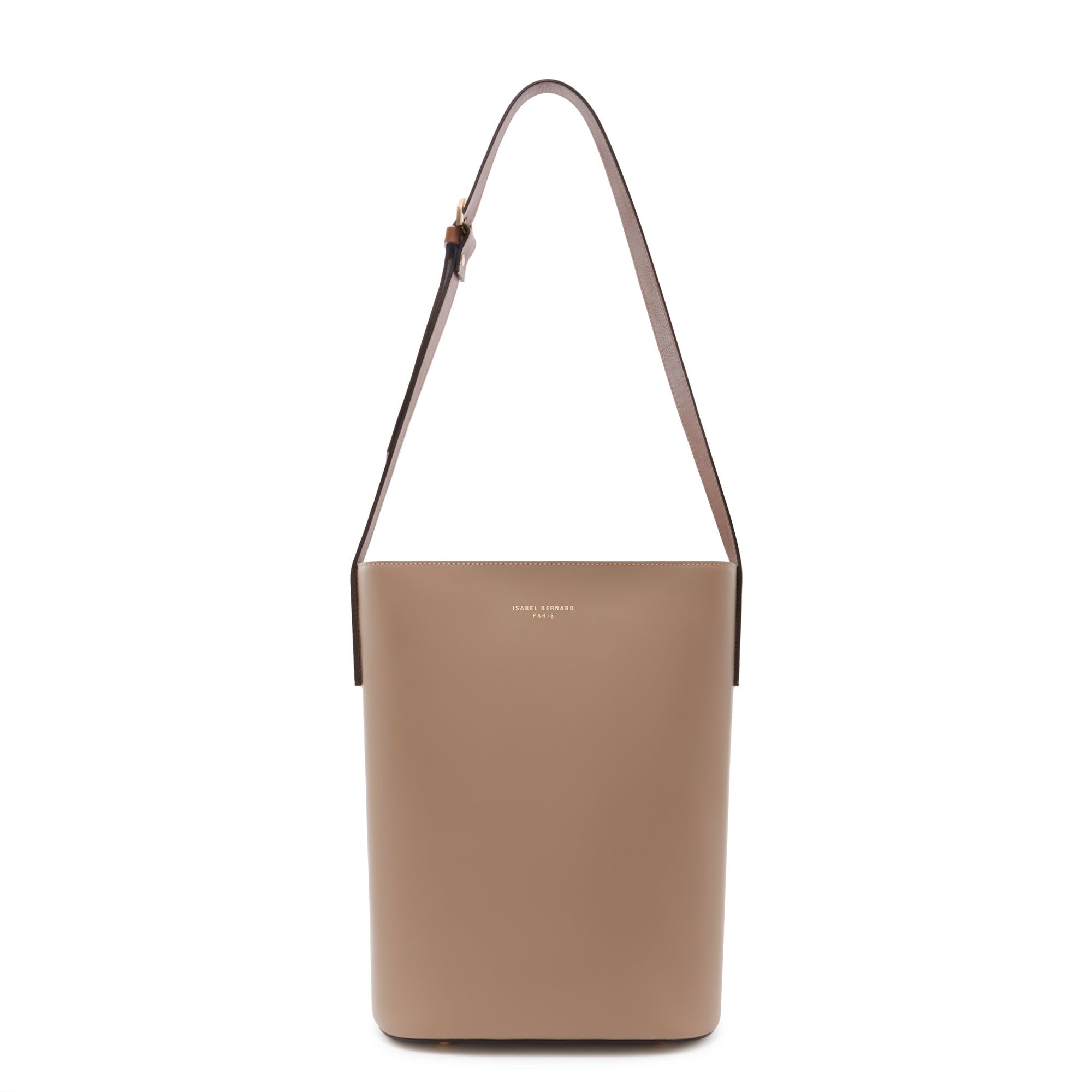 Honoré Lora taupe calfskin leather shoulder bag with laptop pocket