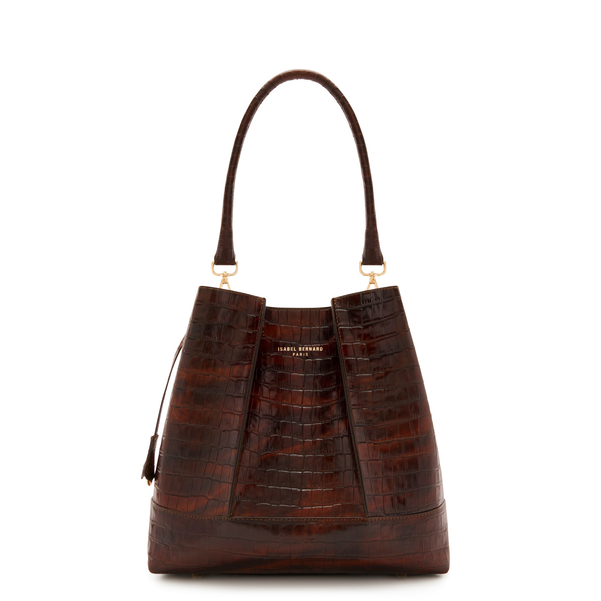 Femme Forte Macie croco brown calfskin leather handbag