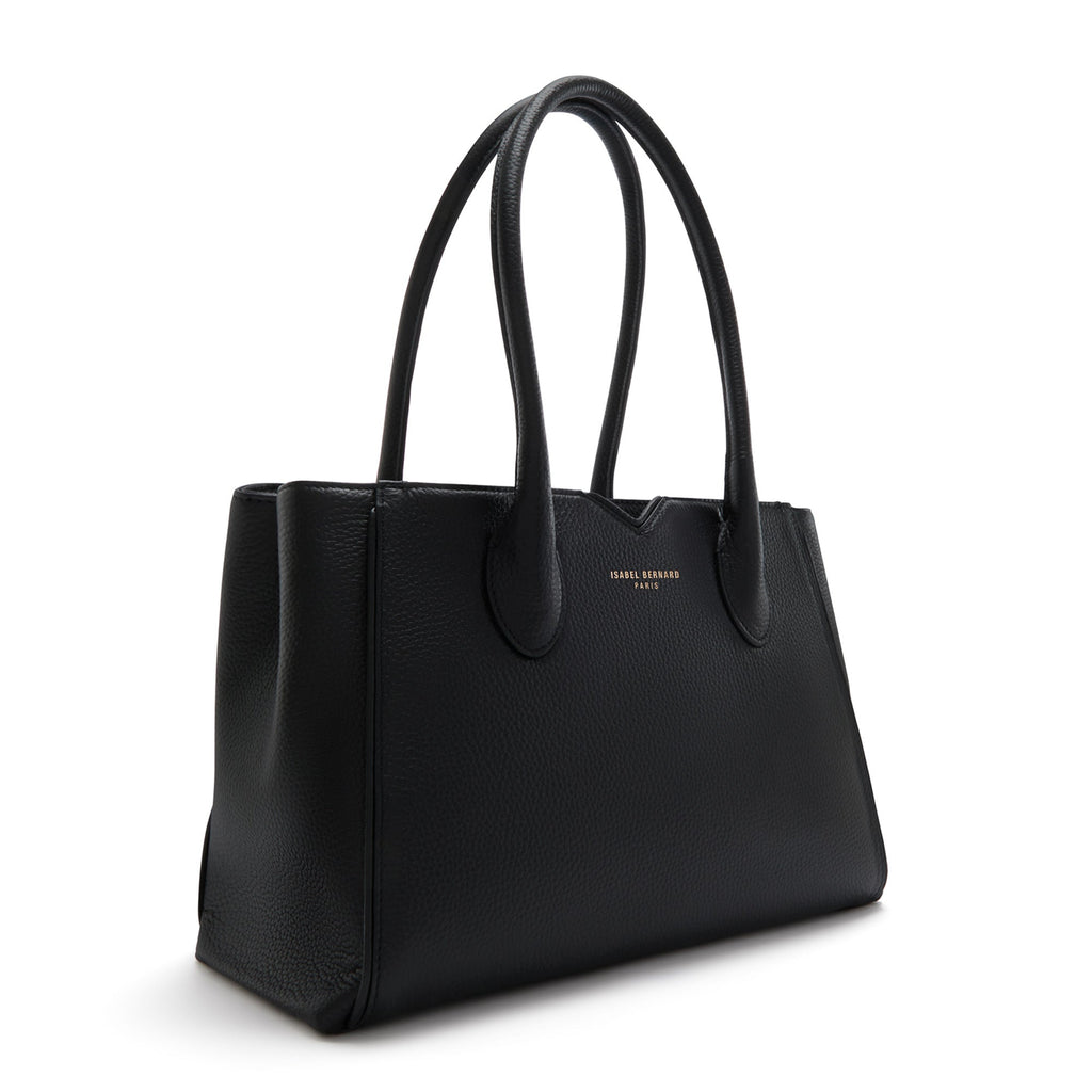 Cadeau d'Isabel black calfskin leather handbag and wallet set