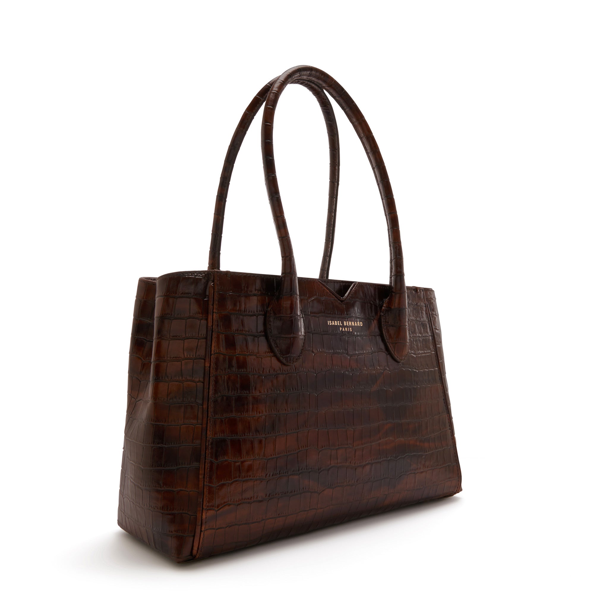 Honoré Cloe Midi croco brown calfskin leather handbag