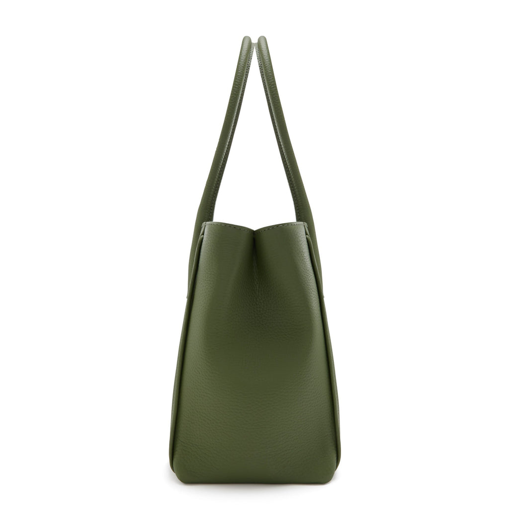 Cadeau d'Isabel green calfskin leather handbag and wallet set