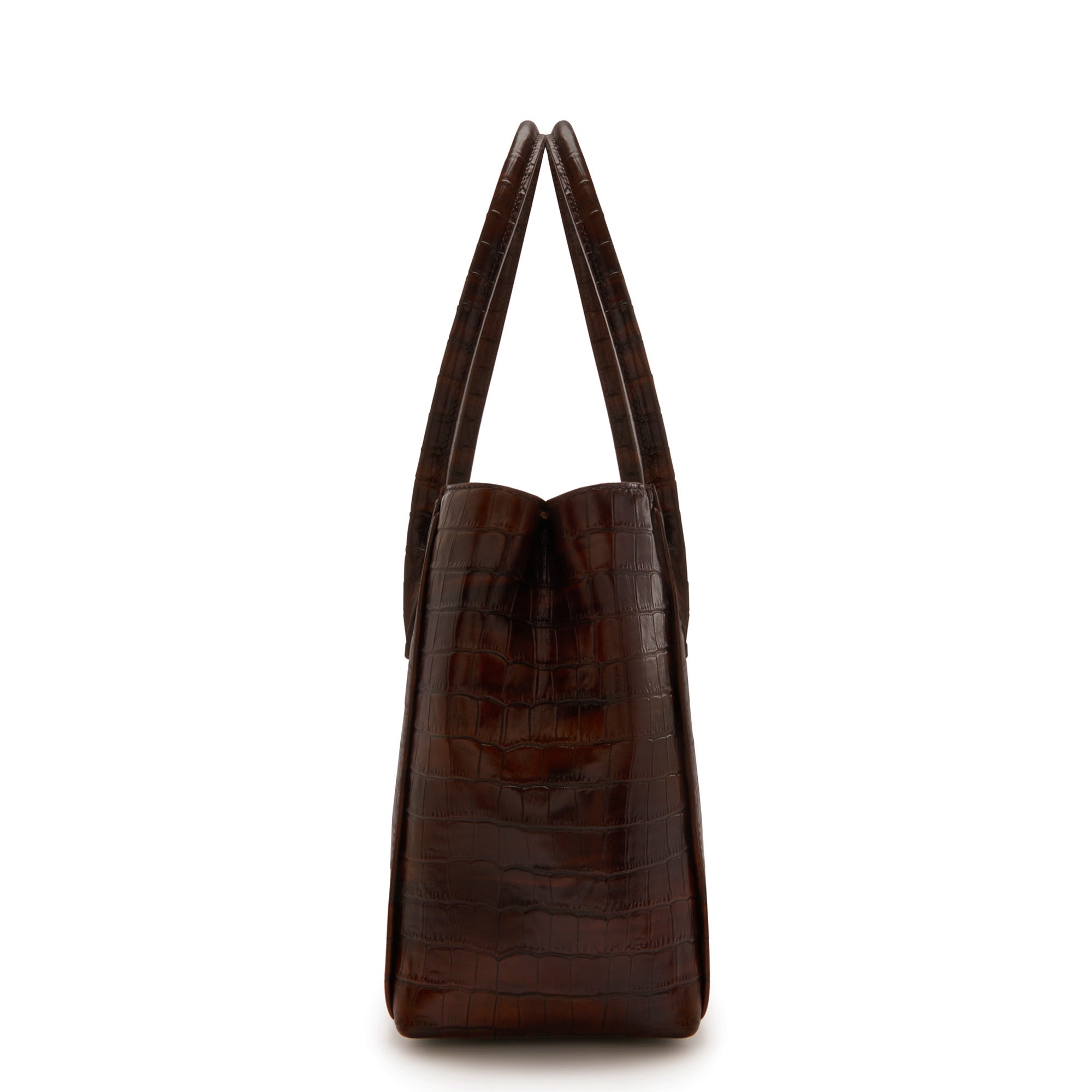 Cadeau d'Isabel croco brown calfskin leather handbag and wallet set