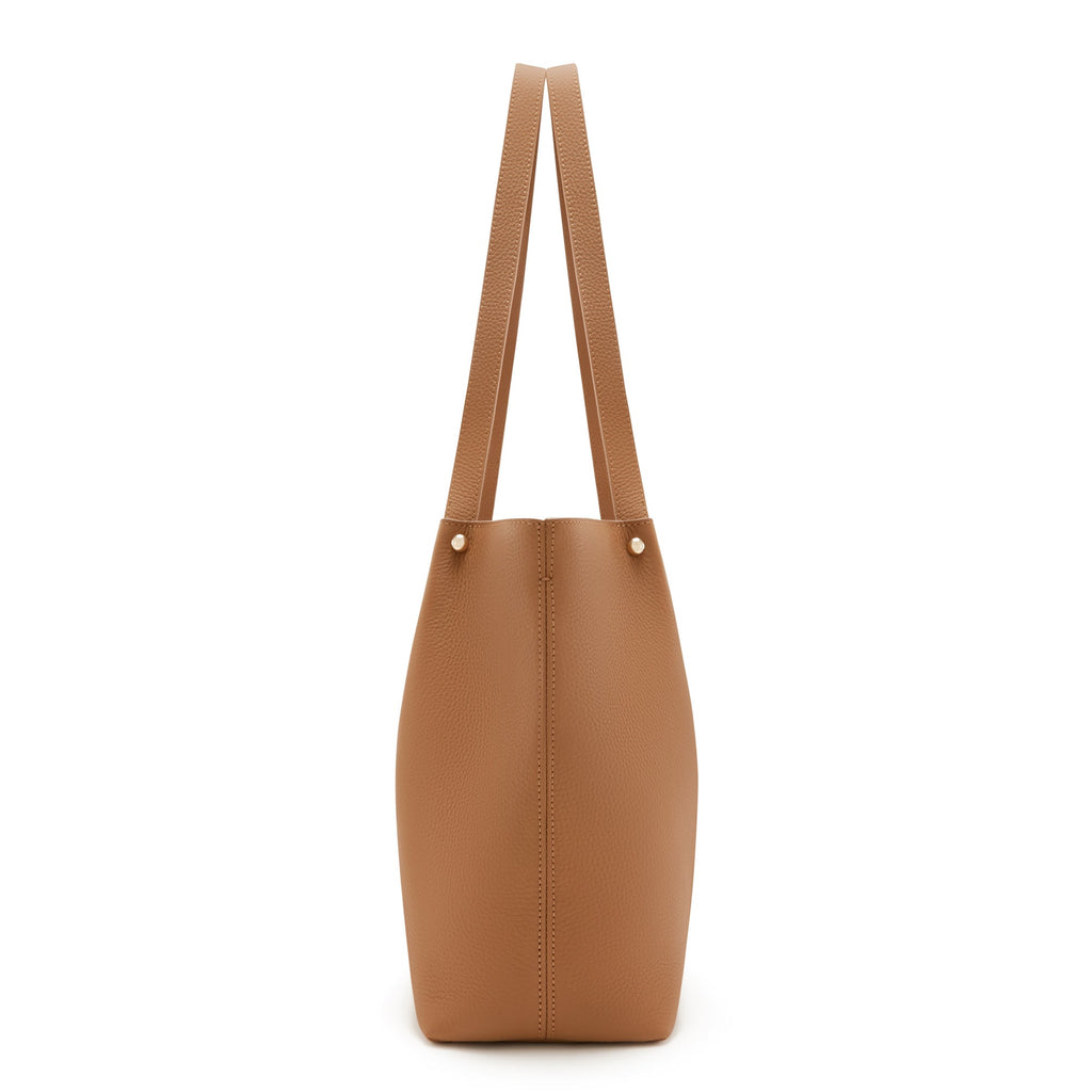 Cadeau d'Isabel camel calfskin leather shopper and wallet set