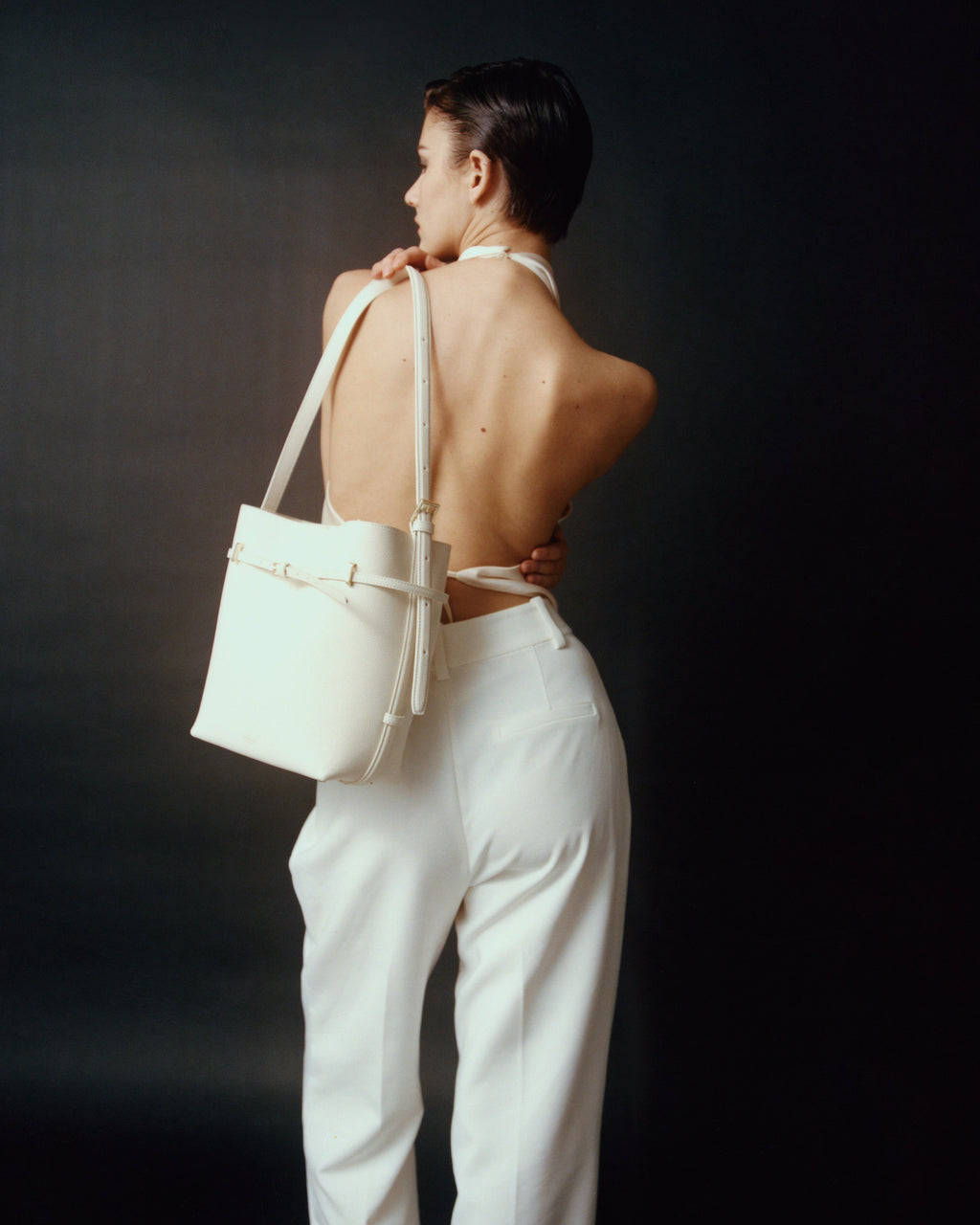 Small Ivory Belted Tote Bag (Final Sale)