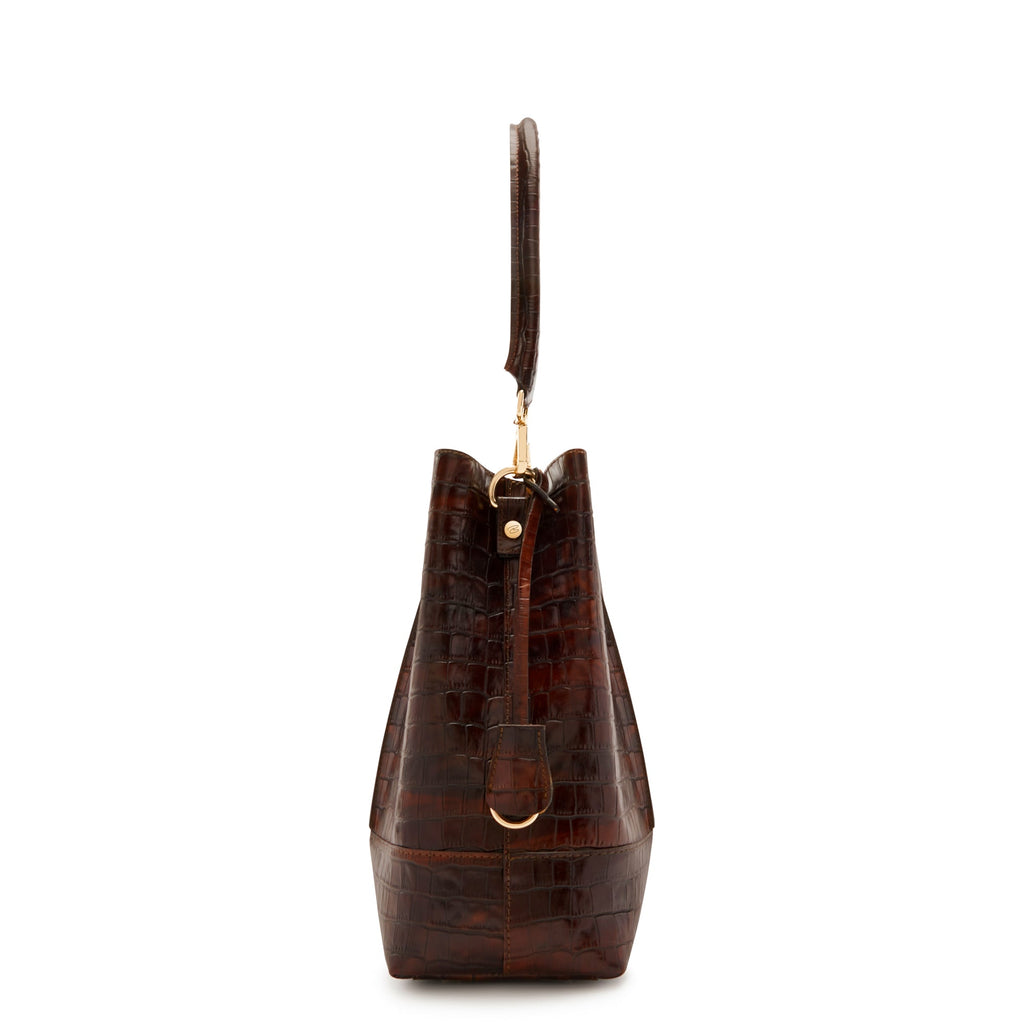 Femme Forte Macie croco brown calfskin leather handbag