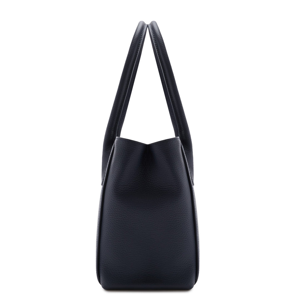 Honoré Cloe Midi blue calfskin leather handbag