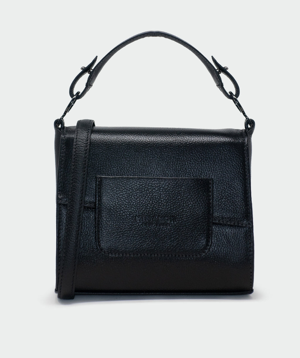 Anastasio Micro Crossbody Handbag Black Leather - All Over Eyes Embroidery