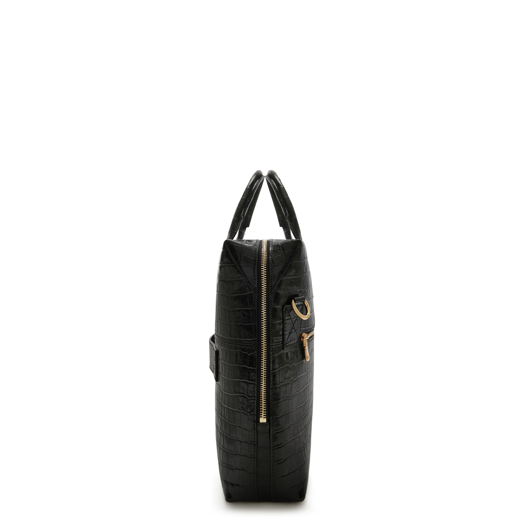 Honoré Anique croco black leather handbag with 16.4 inch laptop pocket