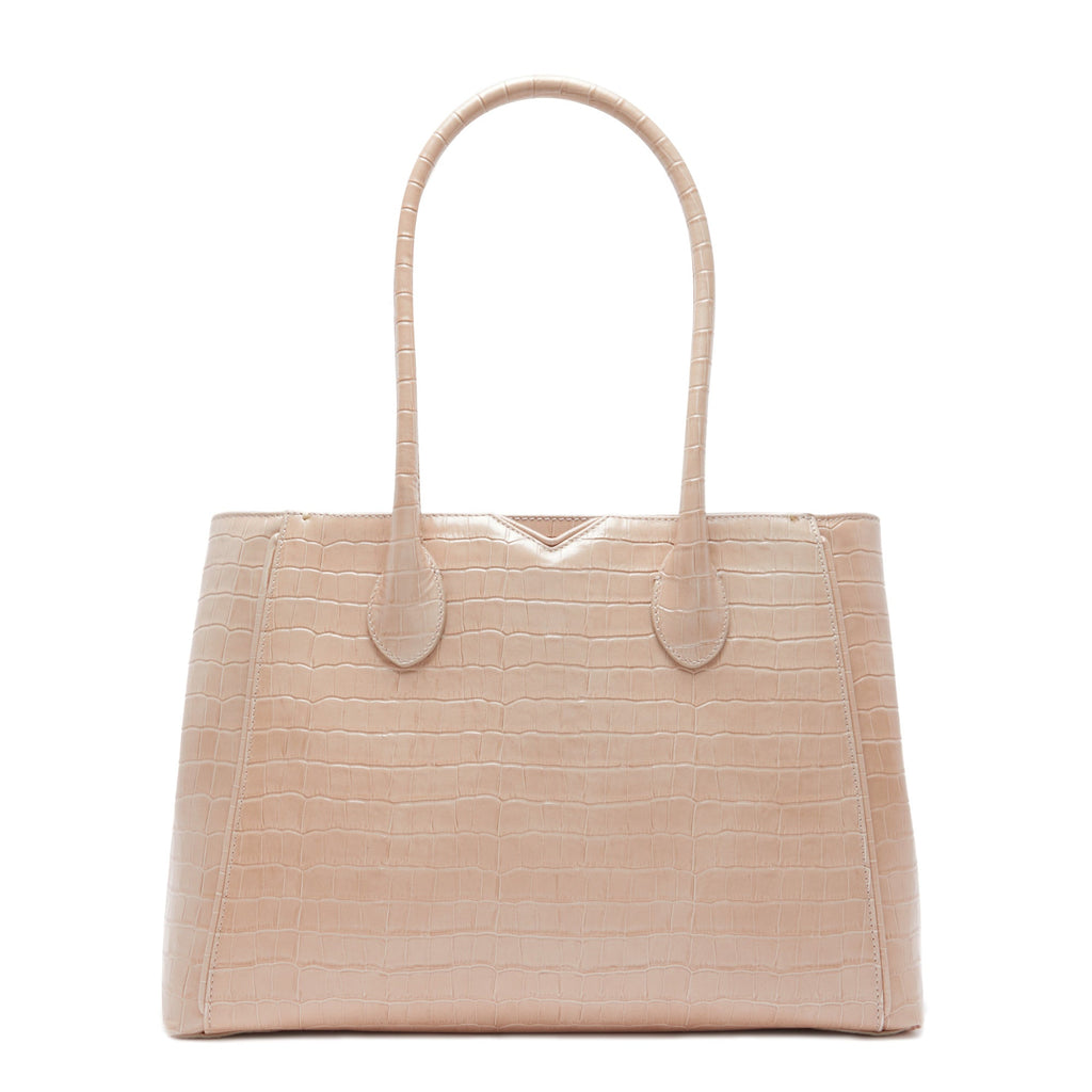Honoré Cloe Midi croco beige calfskin leather handbag