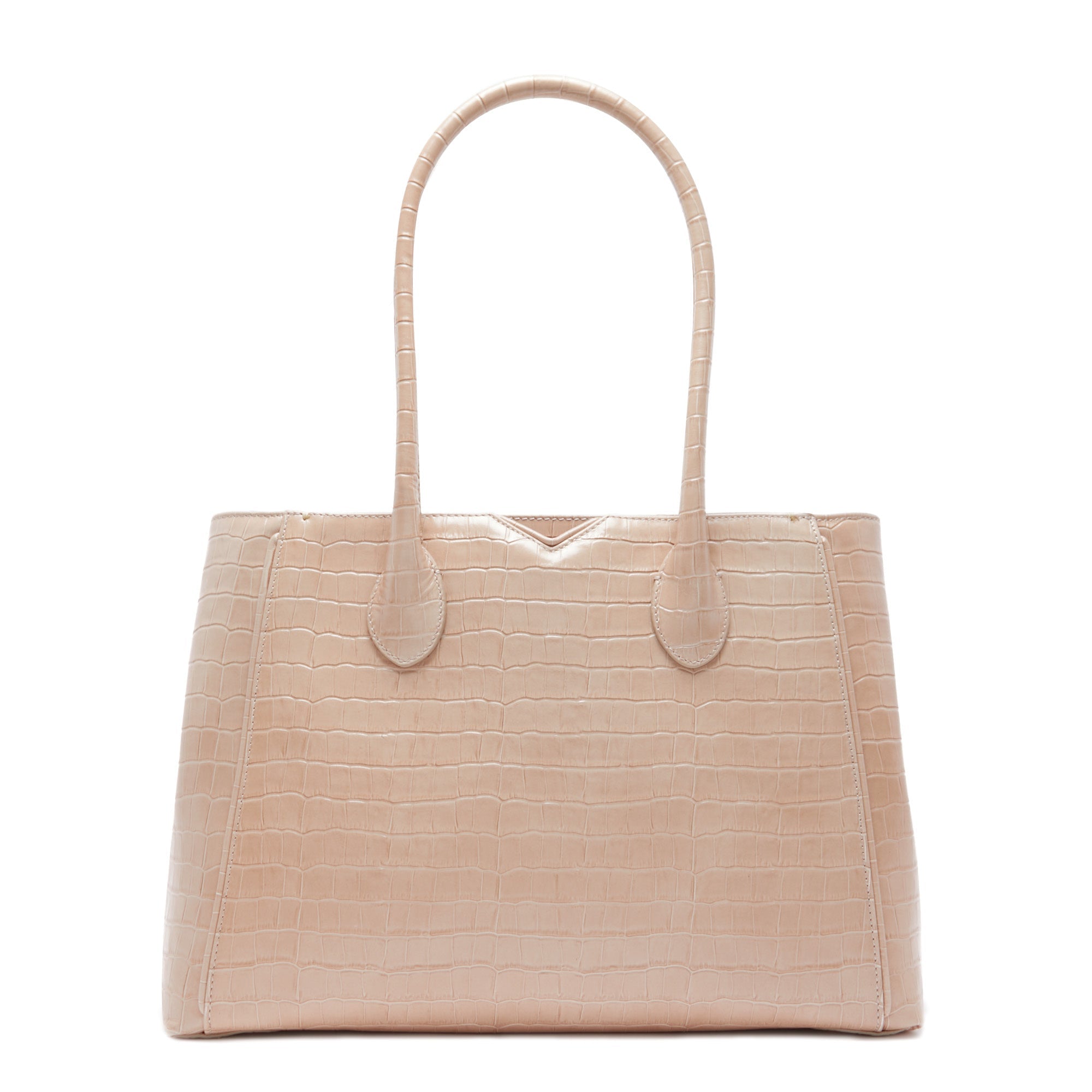 Honoré Cloe Midi croco beige calfskin leather handbag