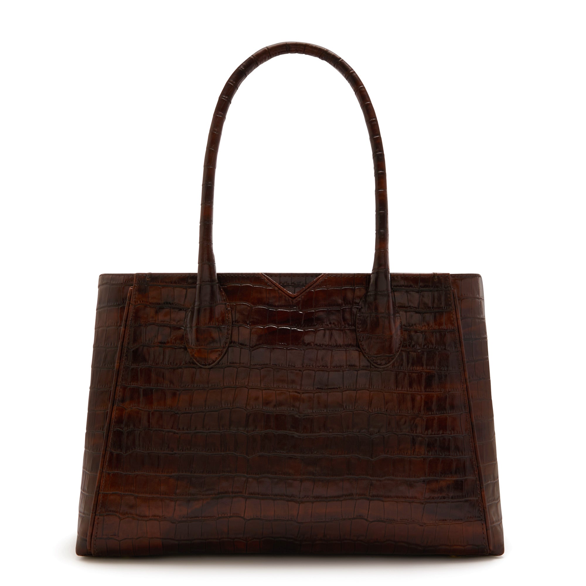 Cadeau d'Isabel croco brown calfskin leather handbag and wallet set