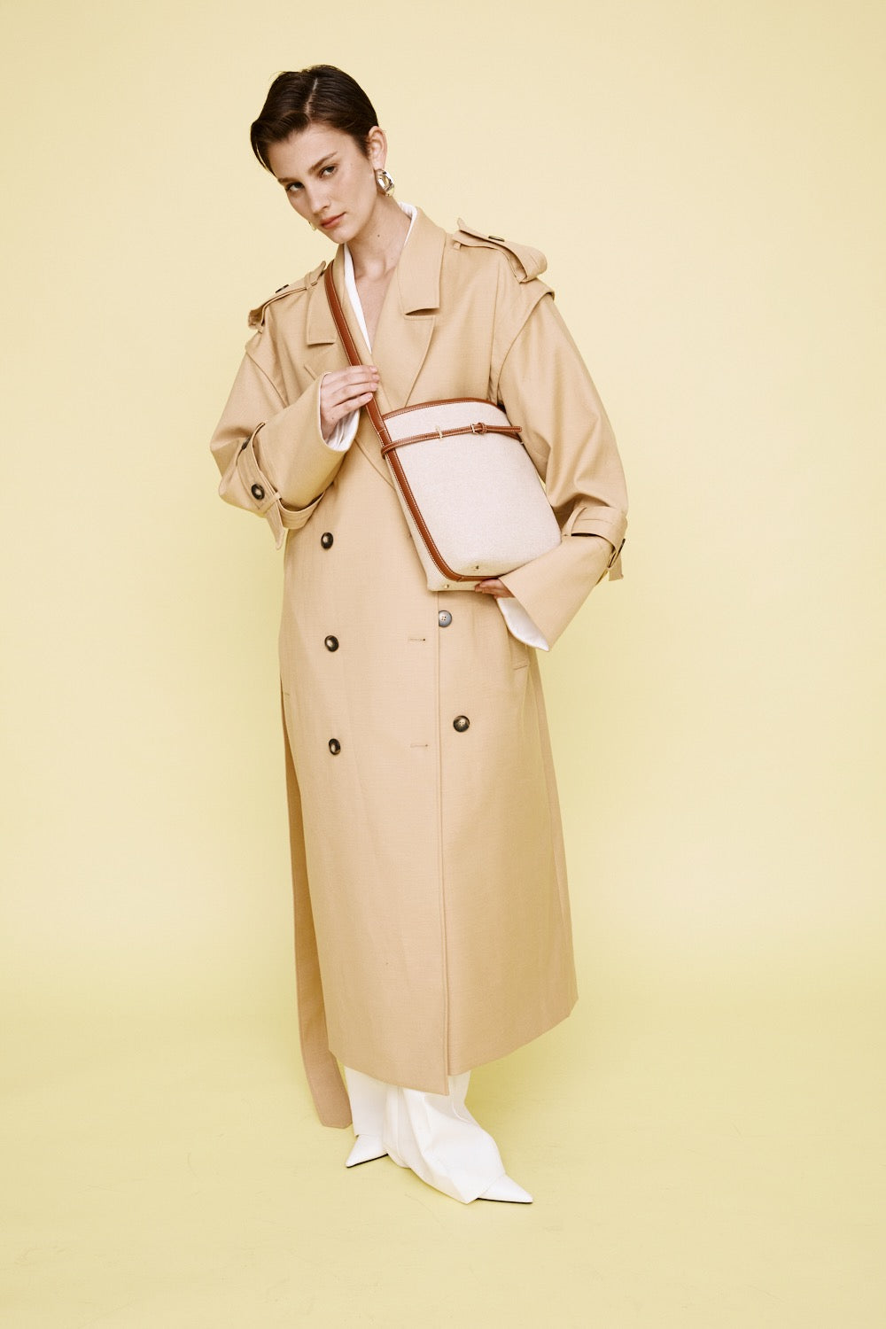 Small Caramel Canvas Belted Tote Bag (Final Sale)