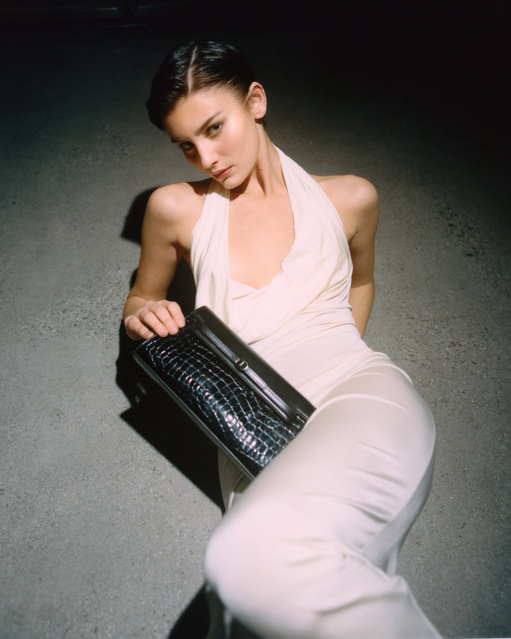 Black Croc Shoulder Bag (Low Stock)